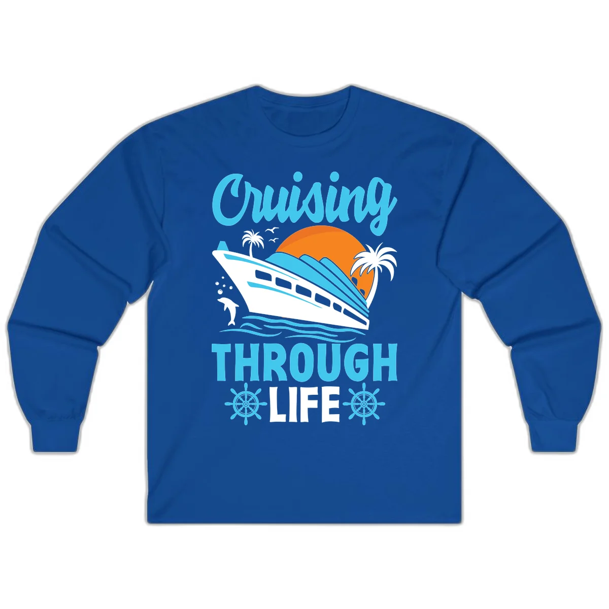 Cruising Through Life Long Sleeve - Ocean Vibes in Royal