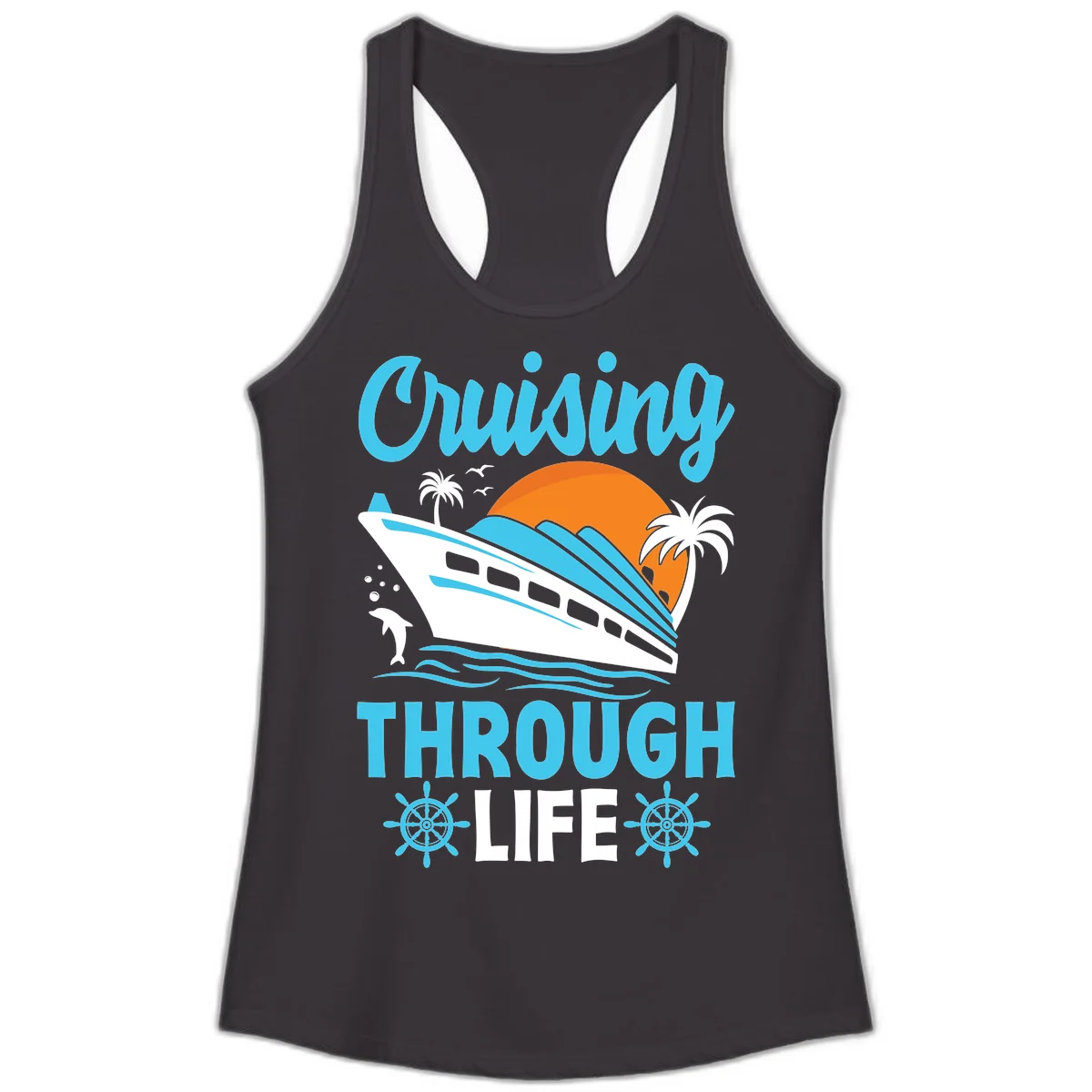 Cruising Through Life Ladies Tank - Racerback in Black