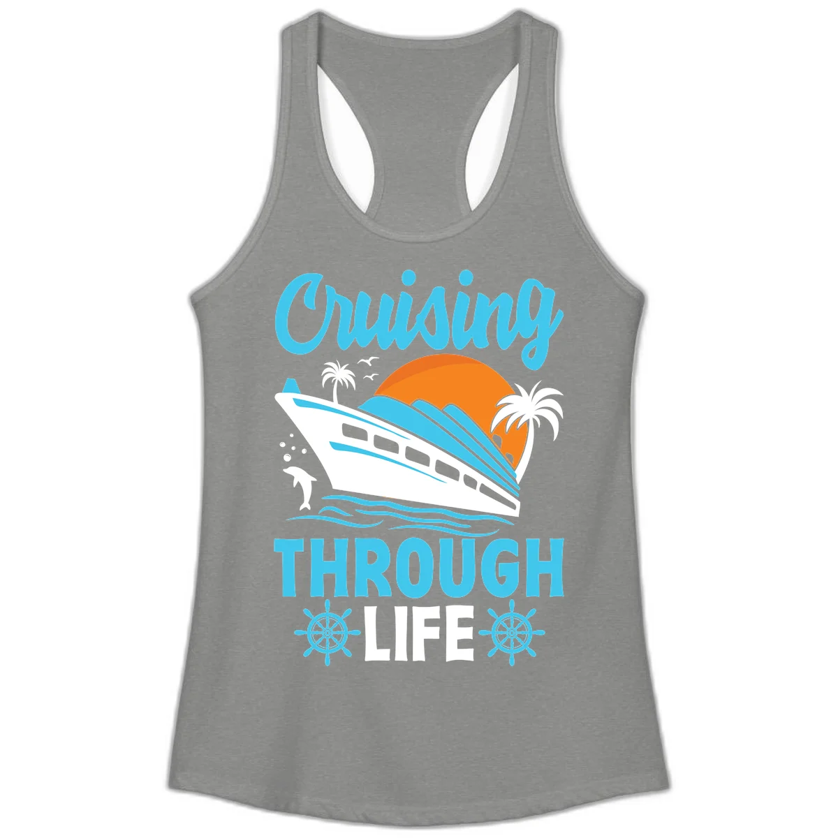 Cruising Through Life Ladies Tank - Racerback in Heather Grey
