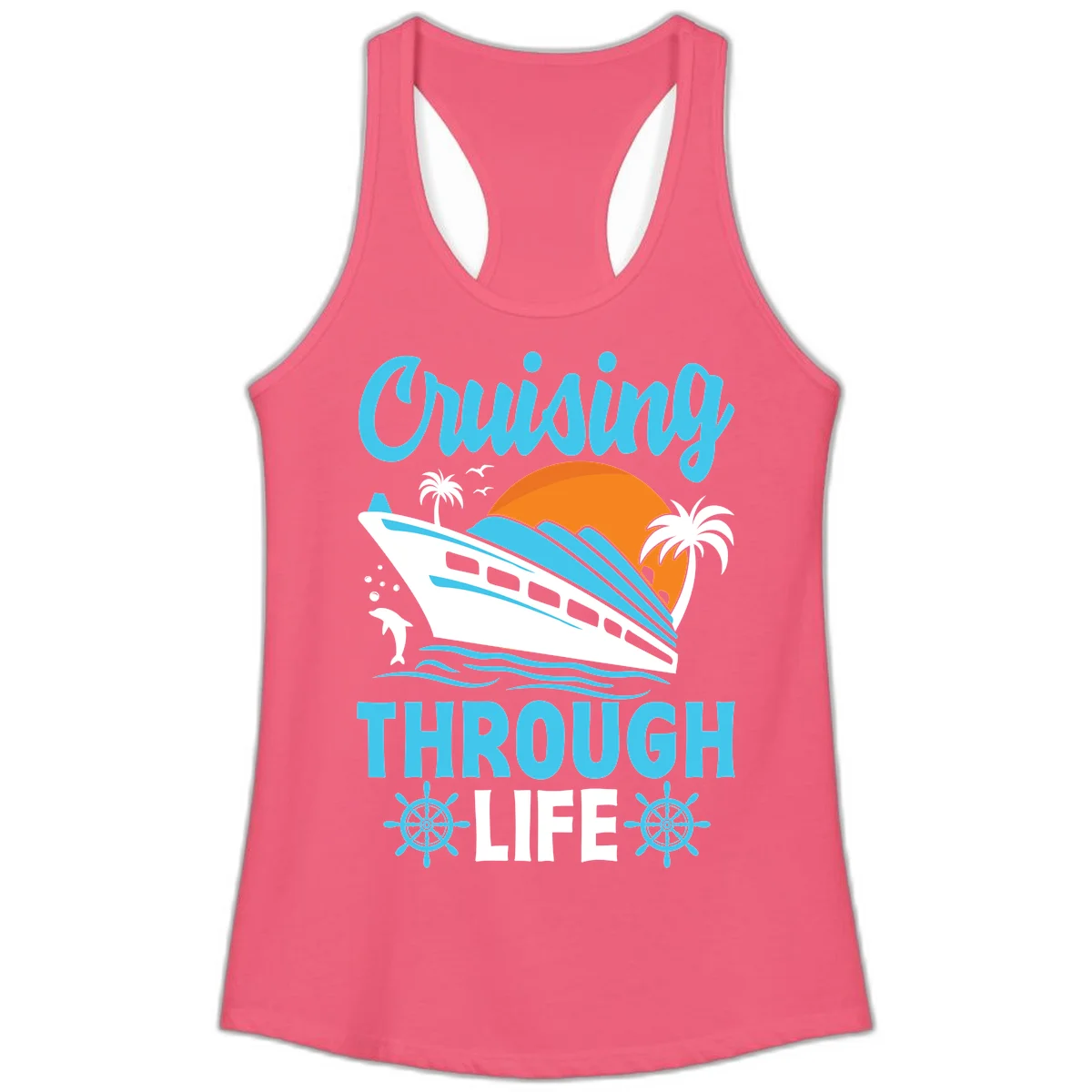 Cruising Through Life Ladies Tank - Racerback in Hot Pink
