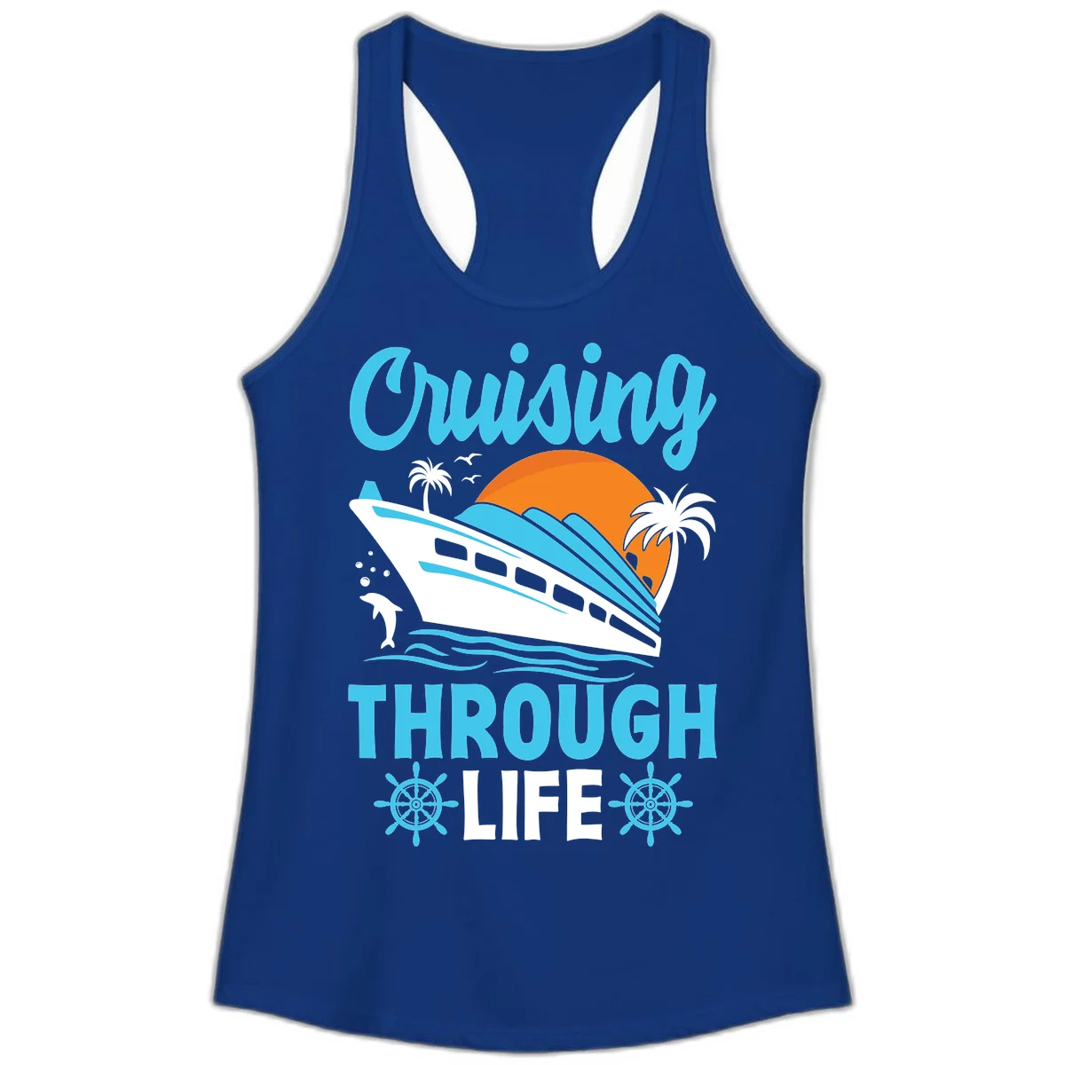 Cruising Through Life Ladies Tank - Racerback in Solid Royal