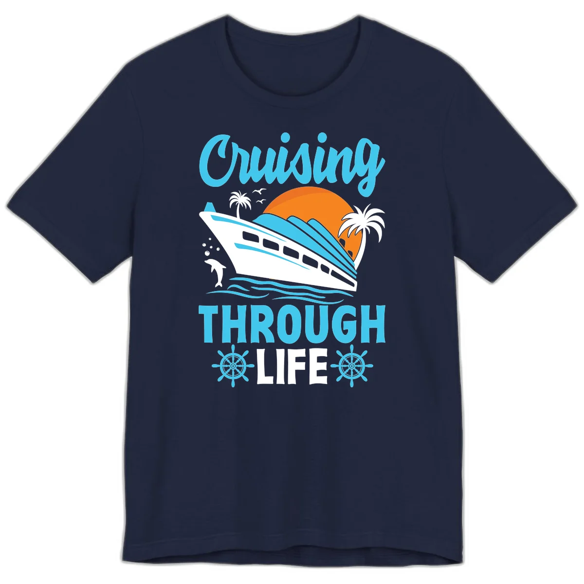 Cruising Through Life Premium T-Shirt - Vacation Ready in Navy