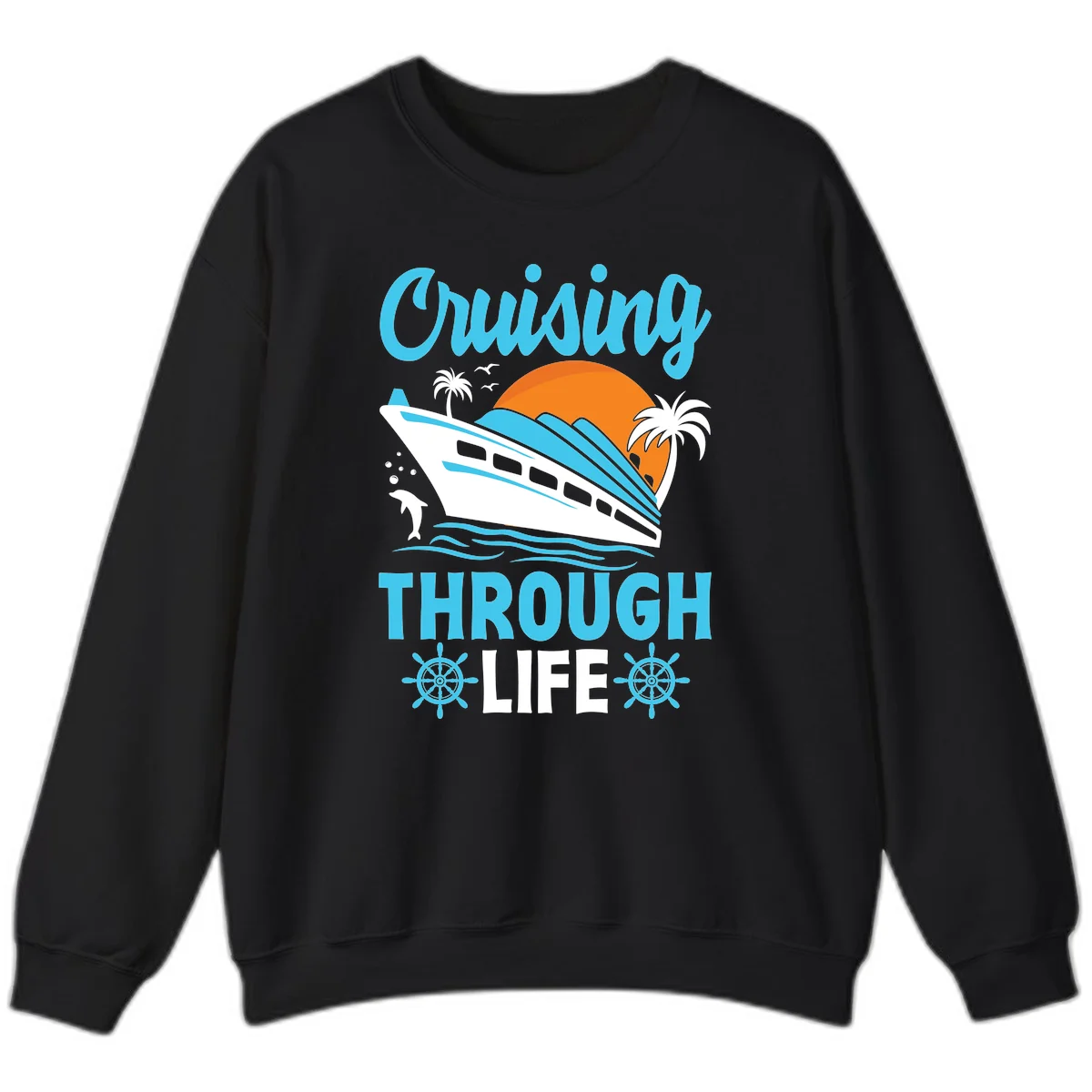 Cruising Through Life Sweatshirt - Cozy Cruise in Black