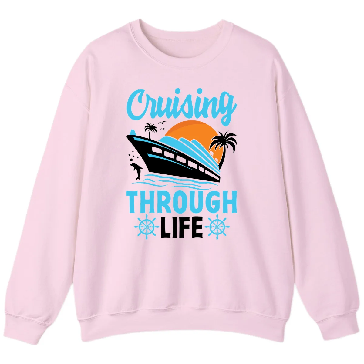 Cruising Through Life Sweatshirt - Cozy Cruise in Light Pink