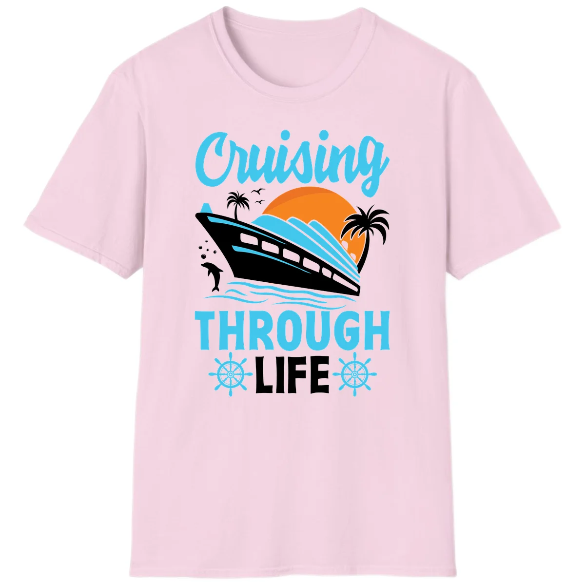 Cruising Through Life T-Shirt - Your Next Vacation Vibe in Light Pink