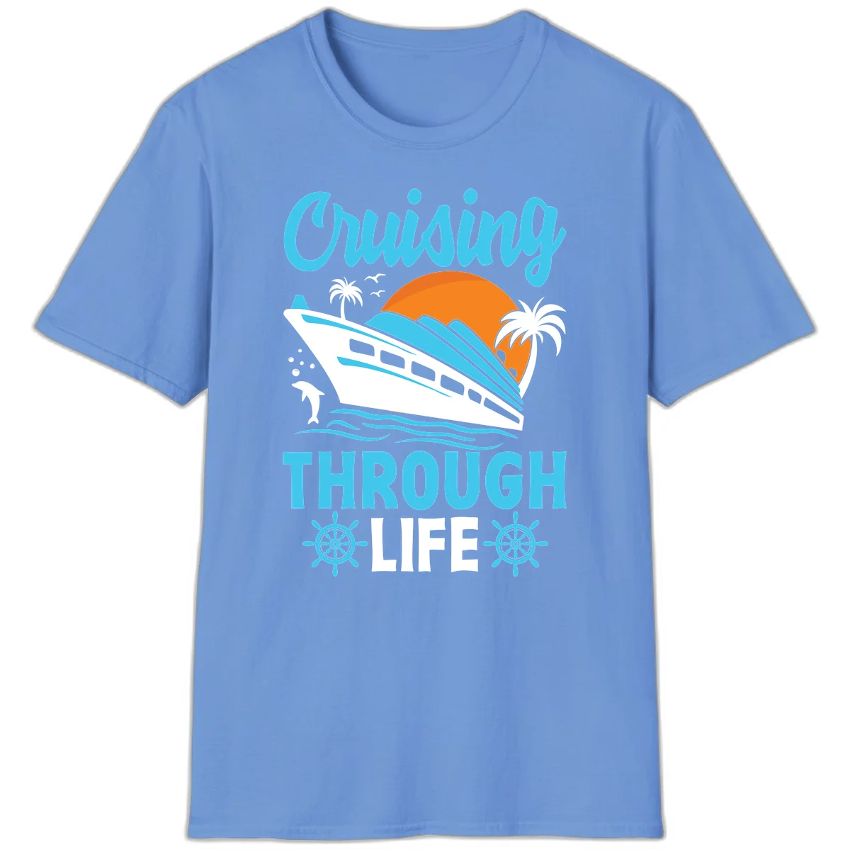 Cruising Through Life T-Shirt - Your Next Vacation Vibe in Carolina Blue