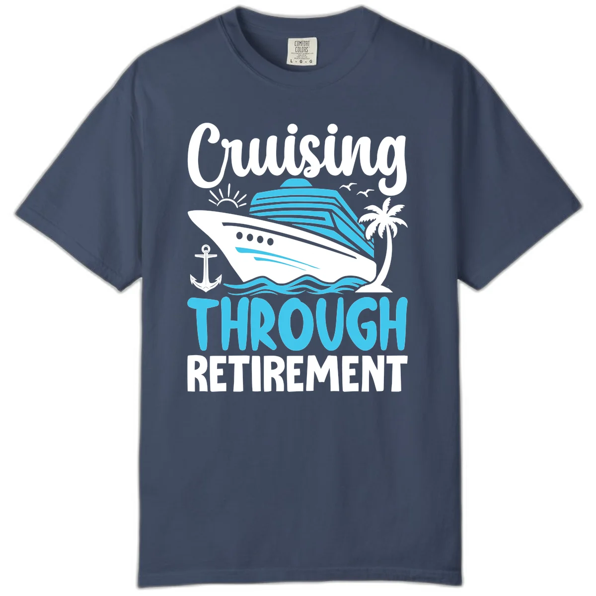 Cruising Through Retirement Comfort Color T-Shirt in Midnight