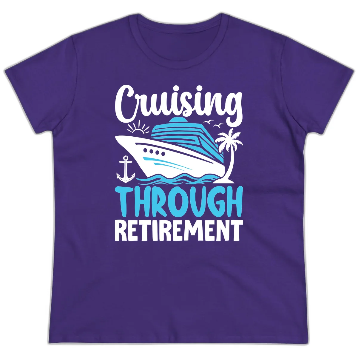 Cruising Through Retirement Ladies Tee in Purple