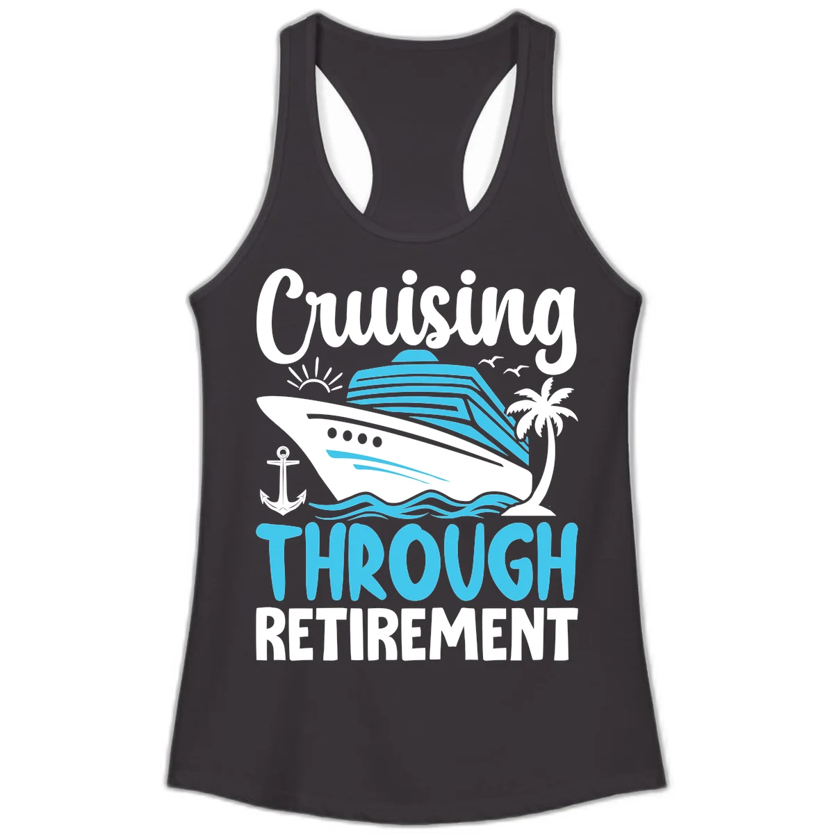 Cruising Through Retirement Ladies Tank in Black