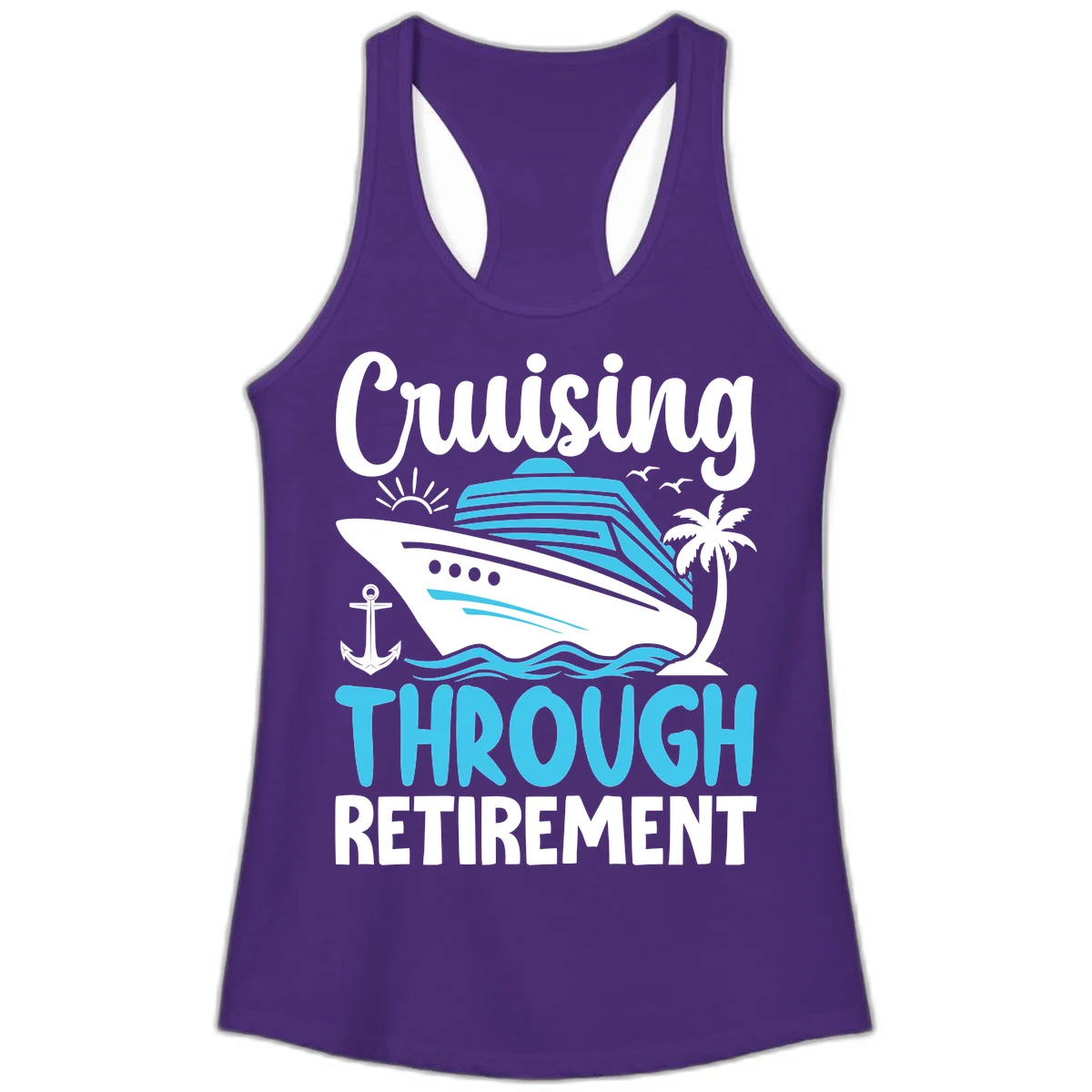 Cruising Through Retirement Ladies Tank in Solid Purple Rush