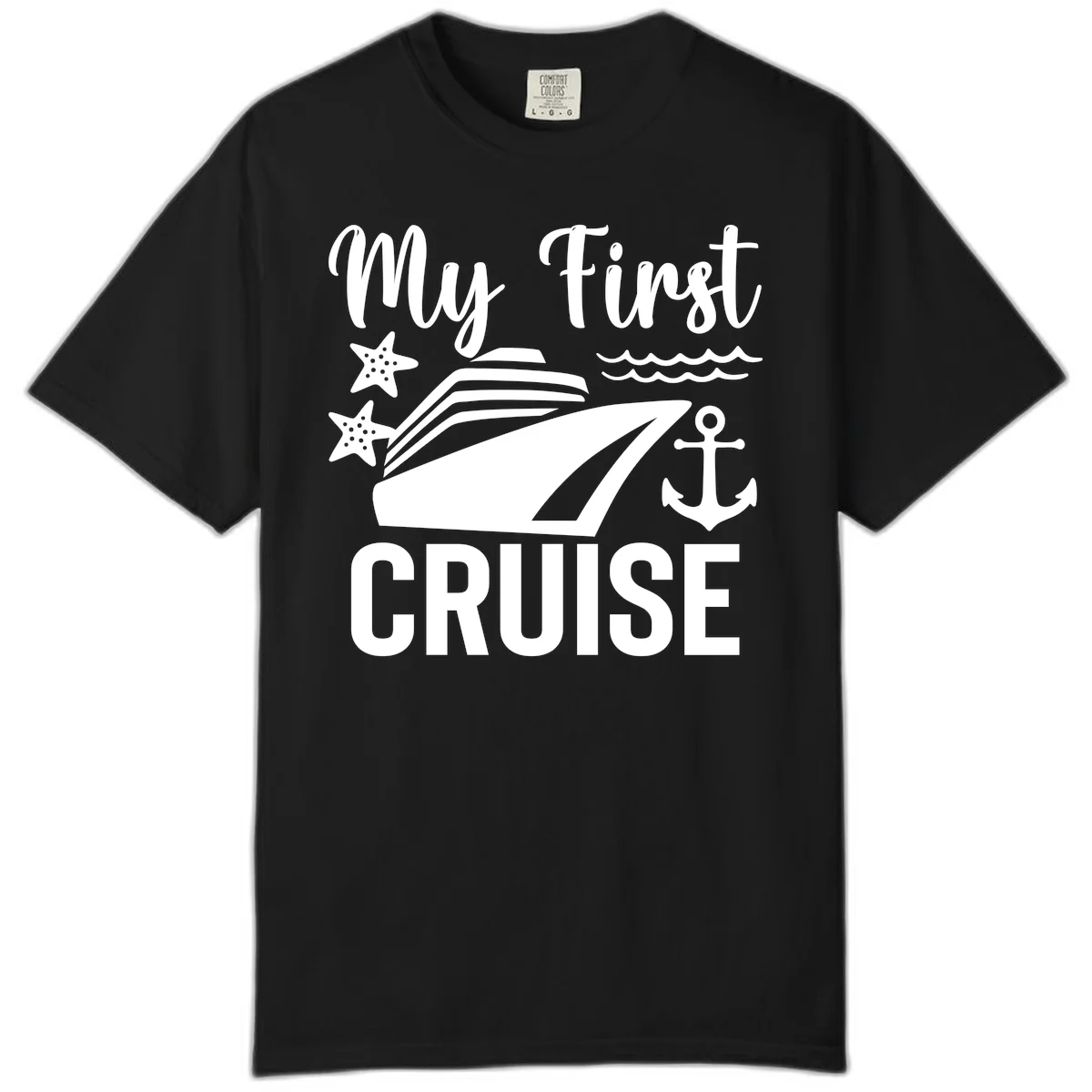 My First Cruise Comfort Color T-Shirt for Newbies in Black