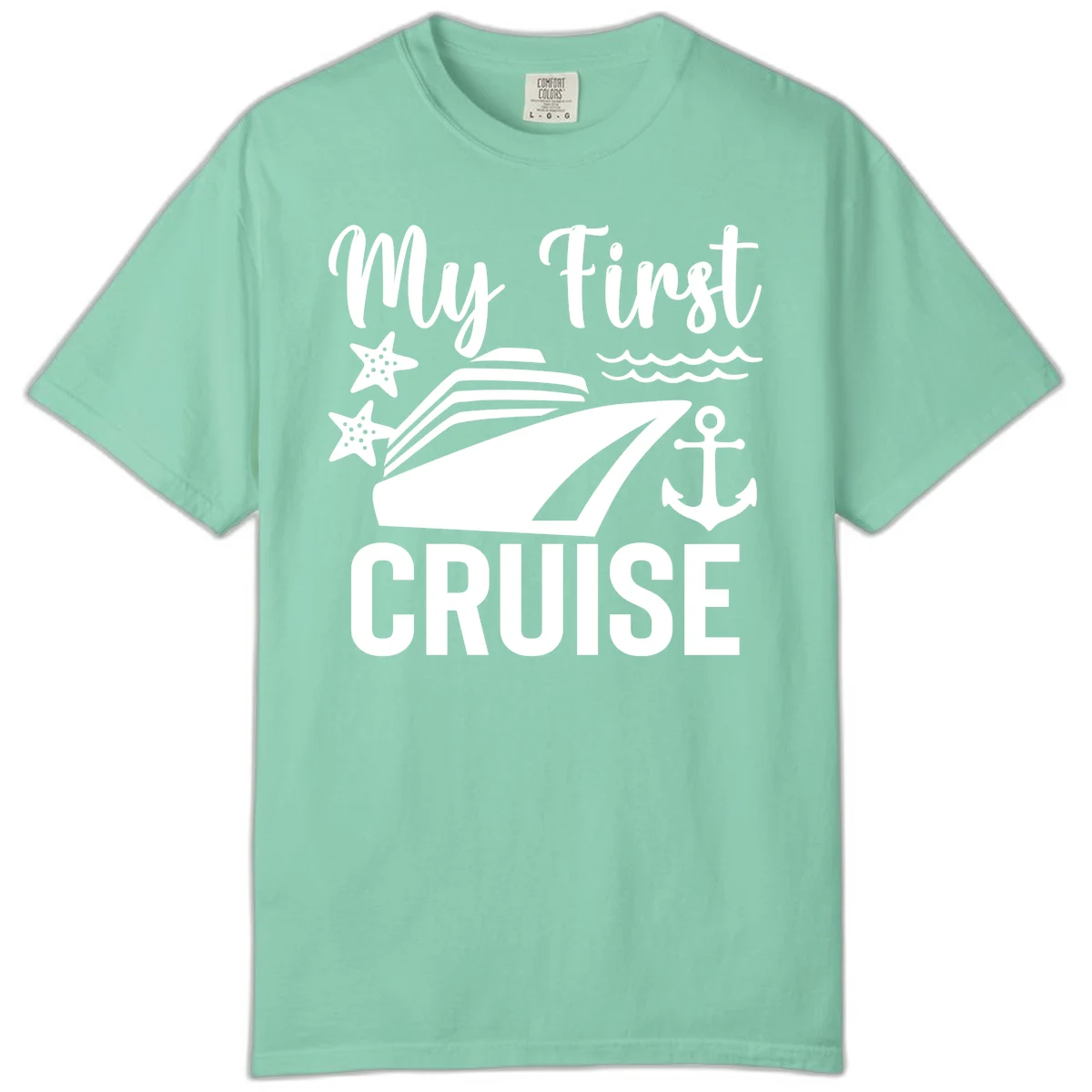 My First Cruise Comfort Color T-Shirt for Newbies in Island Reef