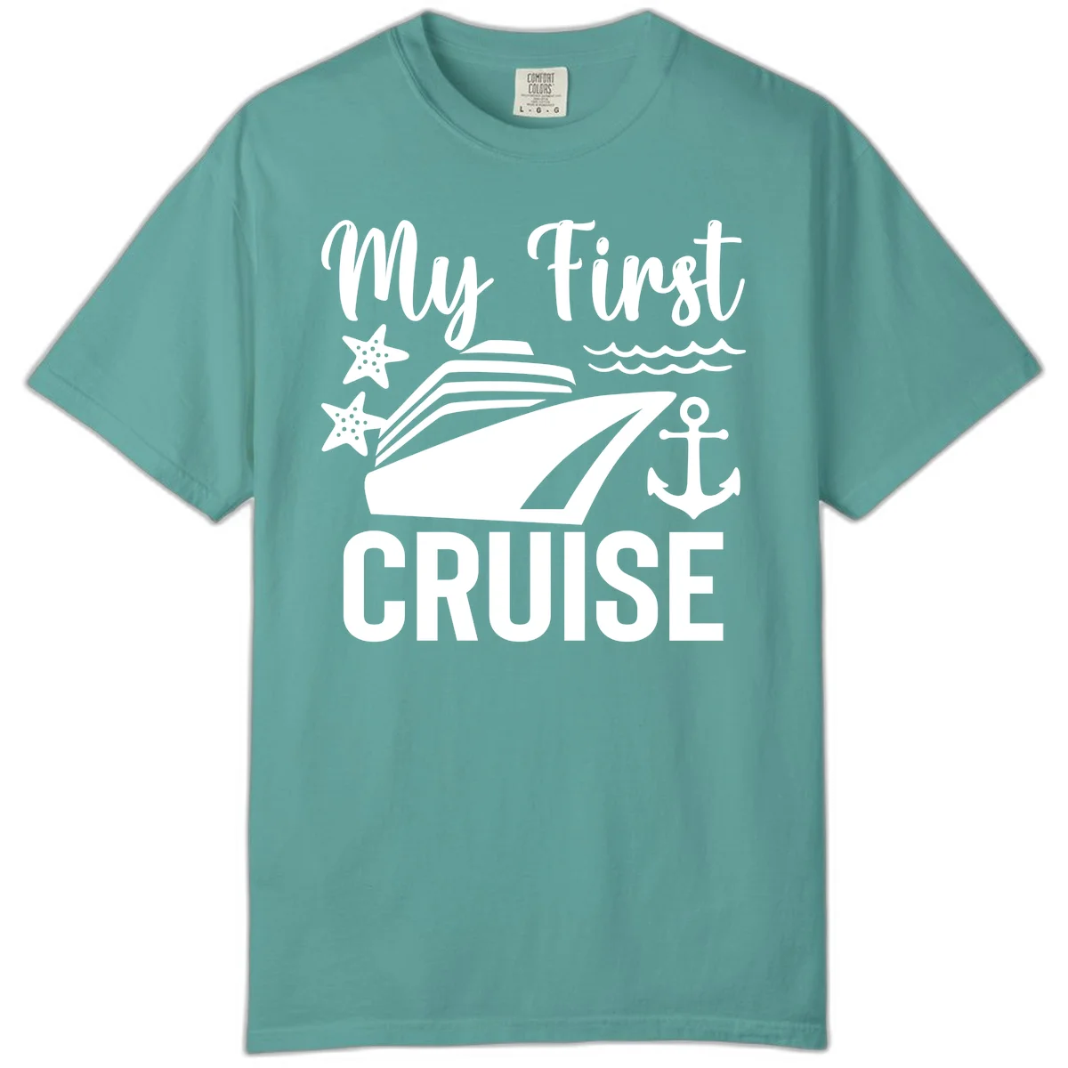 My First Cruise Comfort Color T-Shirt for Newbies in Seafoam