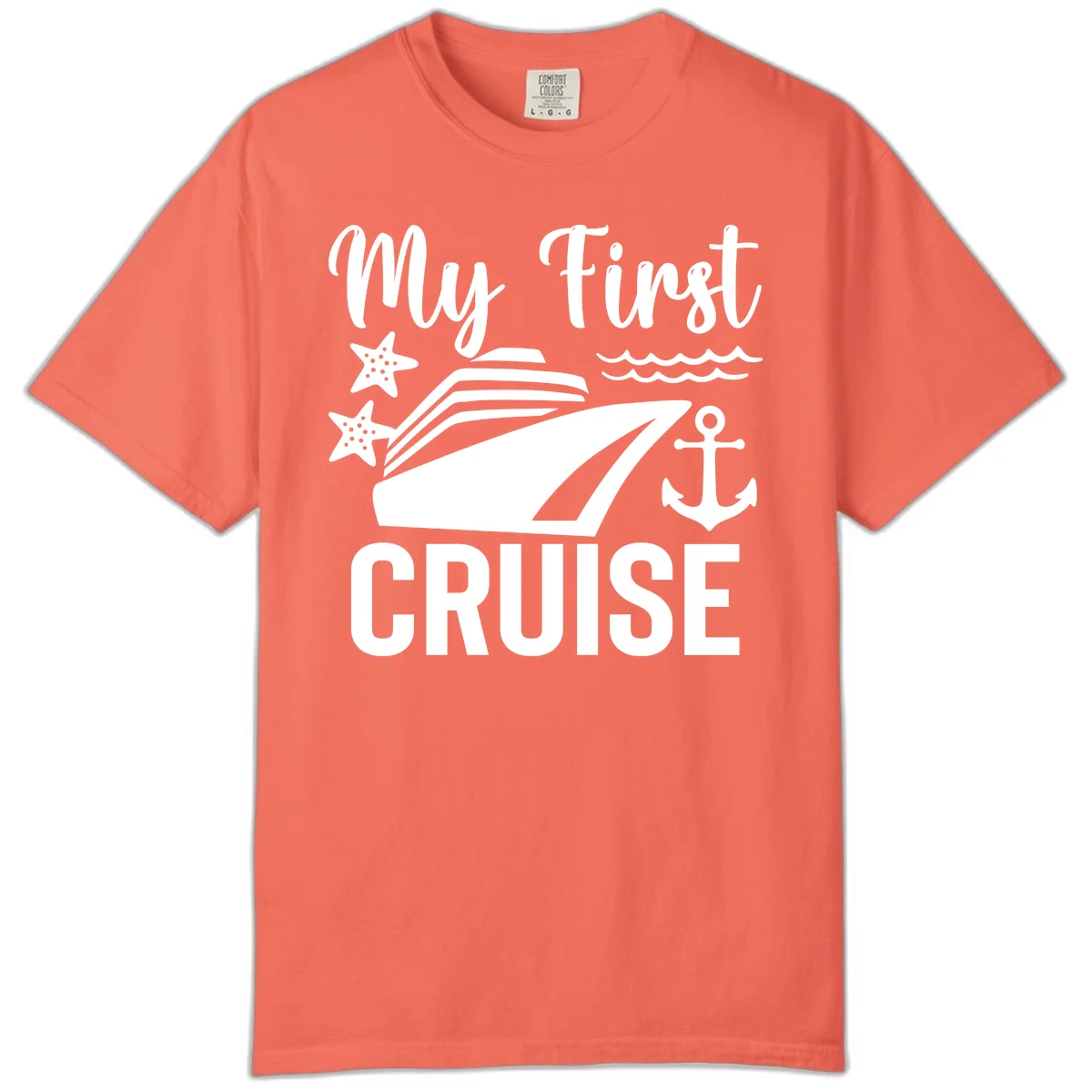 My First Cruise Comfort Color T-Shirt for Newbies in Bright Salmon
