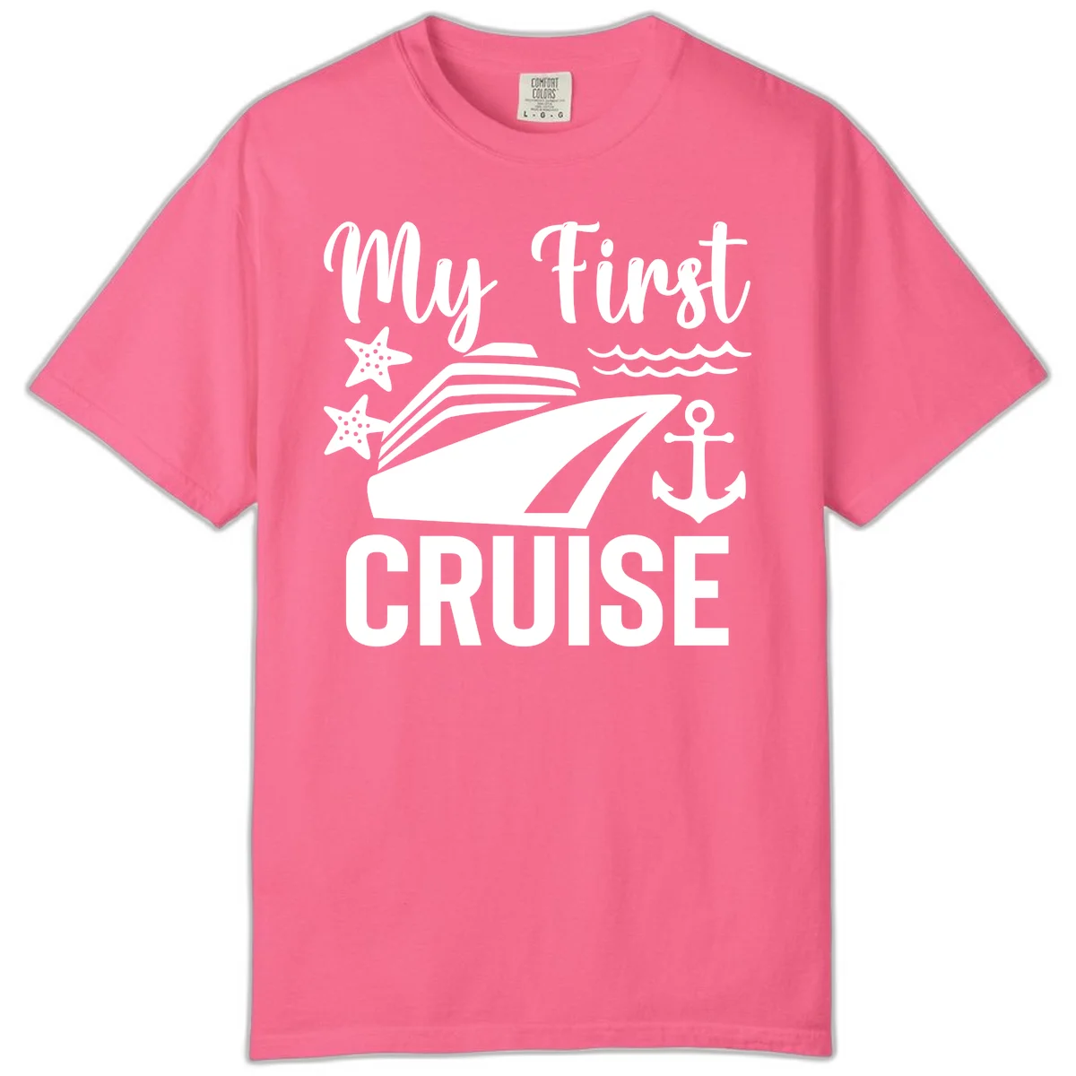 My First Cruise Comfort Color T-Shirt for Newbies in Crunchberry