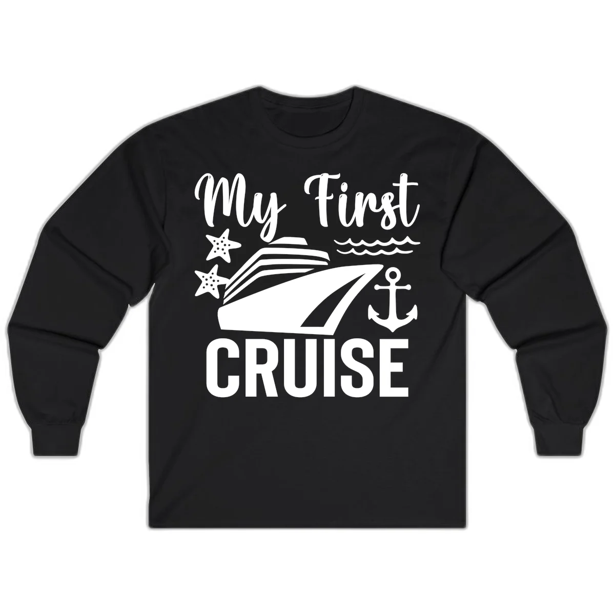 My First Cruise Long Sleeve Shirt - Nautical Fun in Black