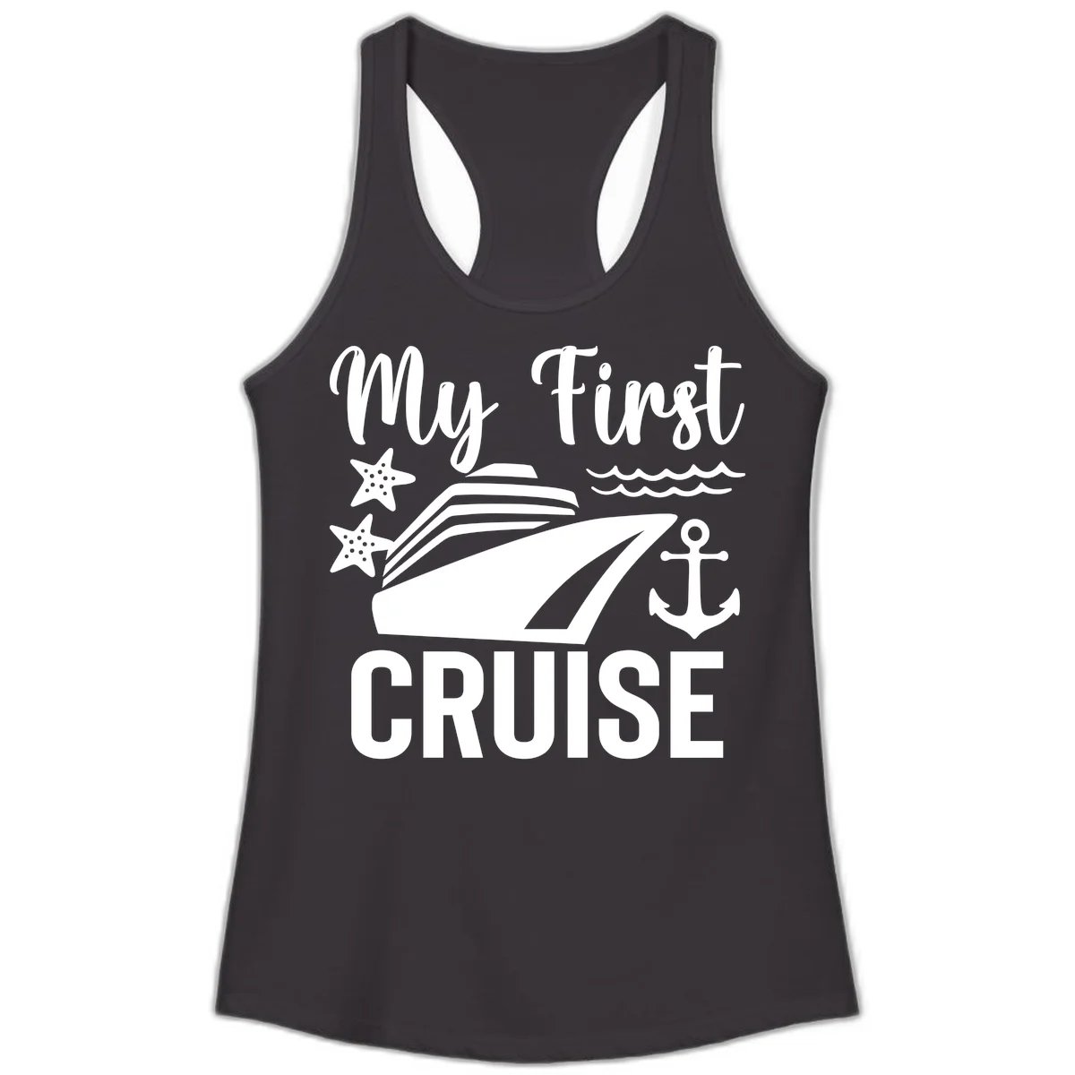 My First Cruise Ladies Tank Top - Racerback in Black