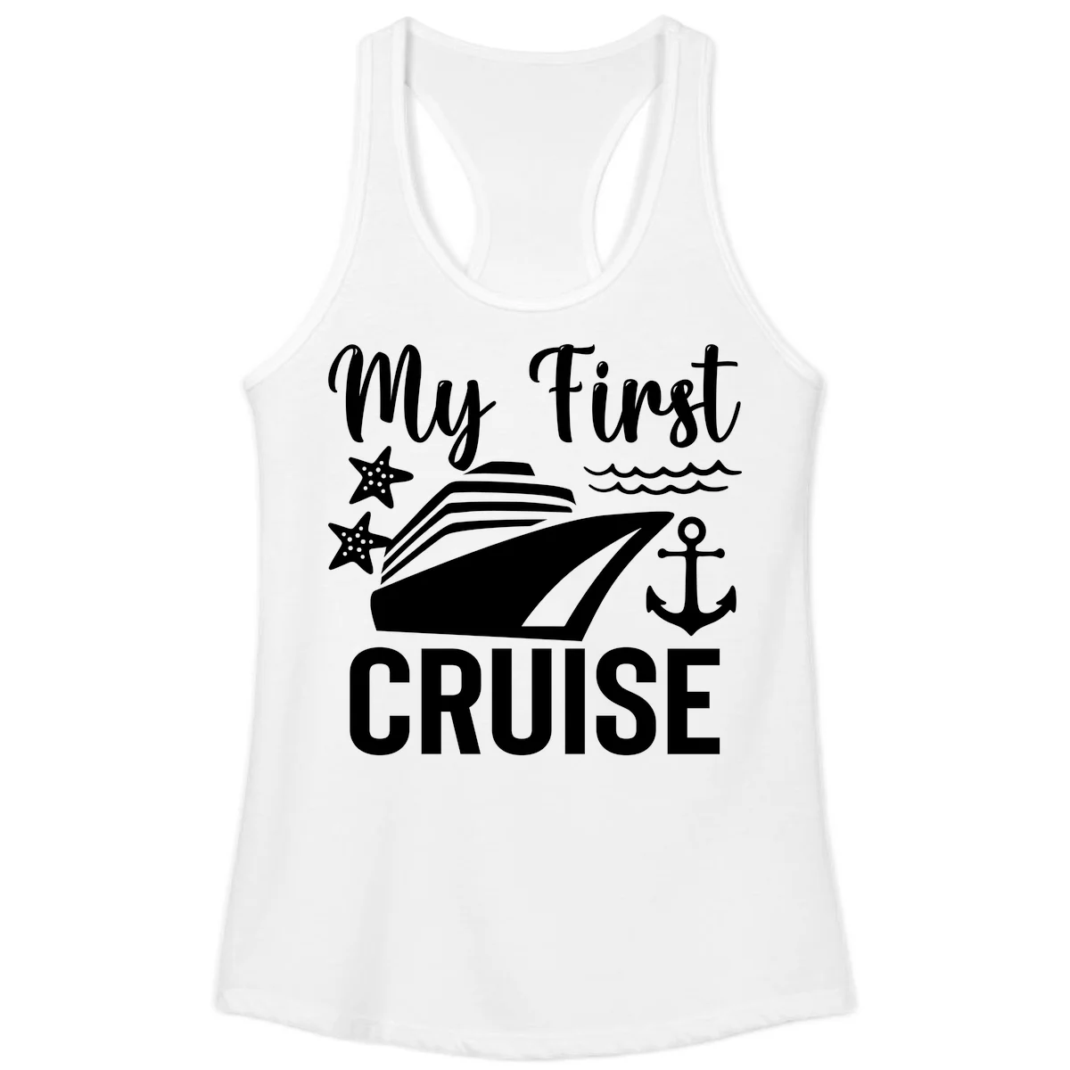 My First Cruise Ladies Tank Top - Racerback in White