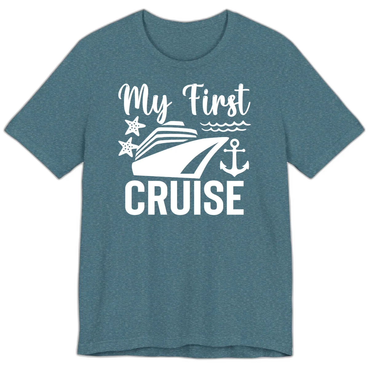 My First Cruise Premium T-Shirt - Smooth Sailing in Heather Deep Teal