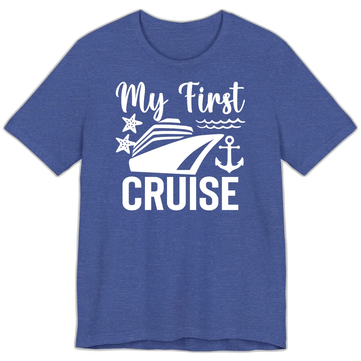 My First Cruise Premium T-Shirt - Smooth Sailing in Heather True Royal