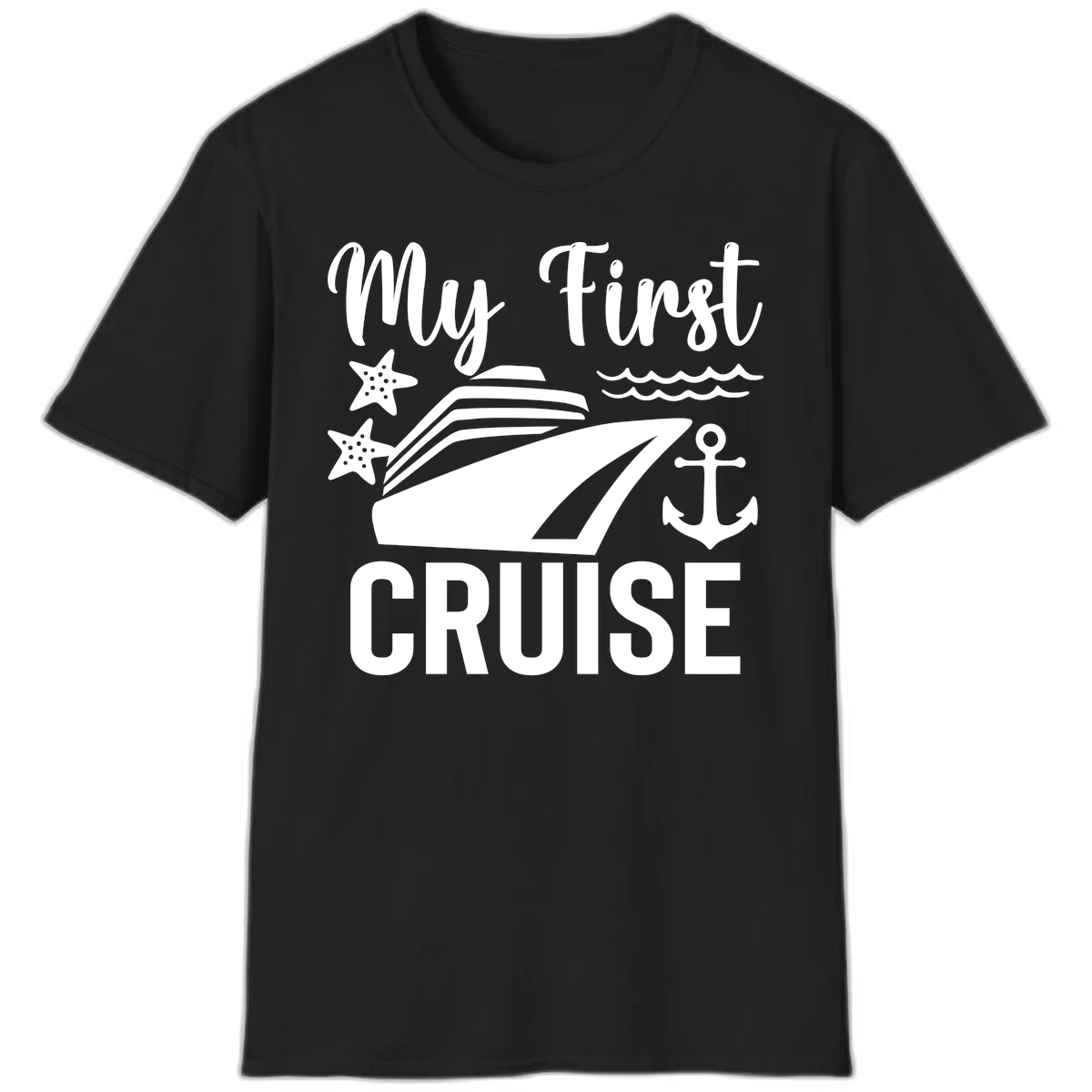My First Cruise T-Shirt for Your Maiden Voyage Adventure in Black