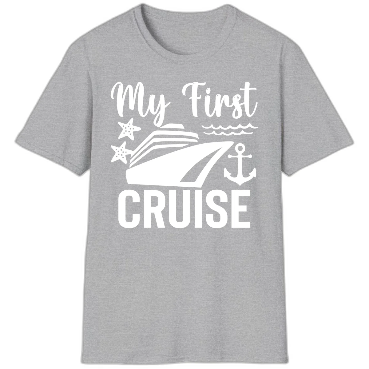 My First Cruise T-Shirt for Your Maiden Voyage Adventure in Sport Grey