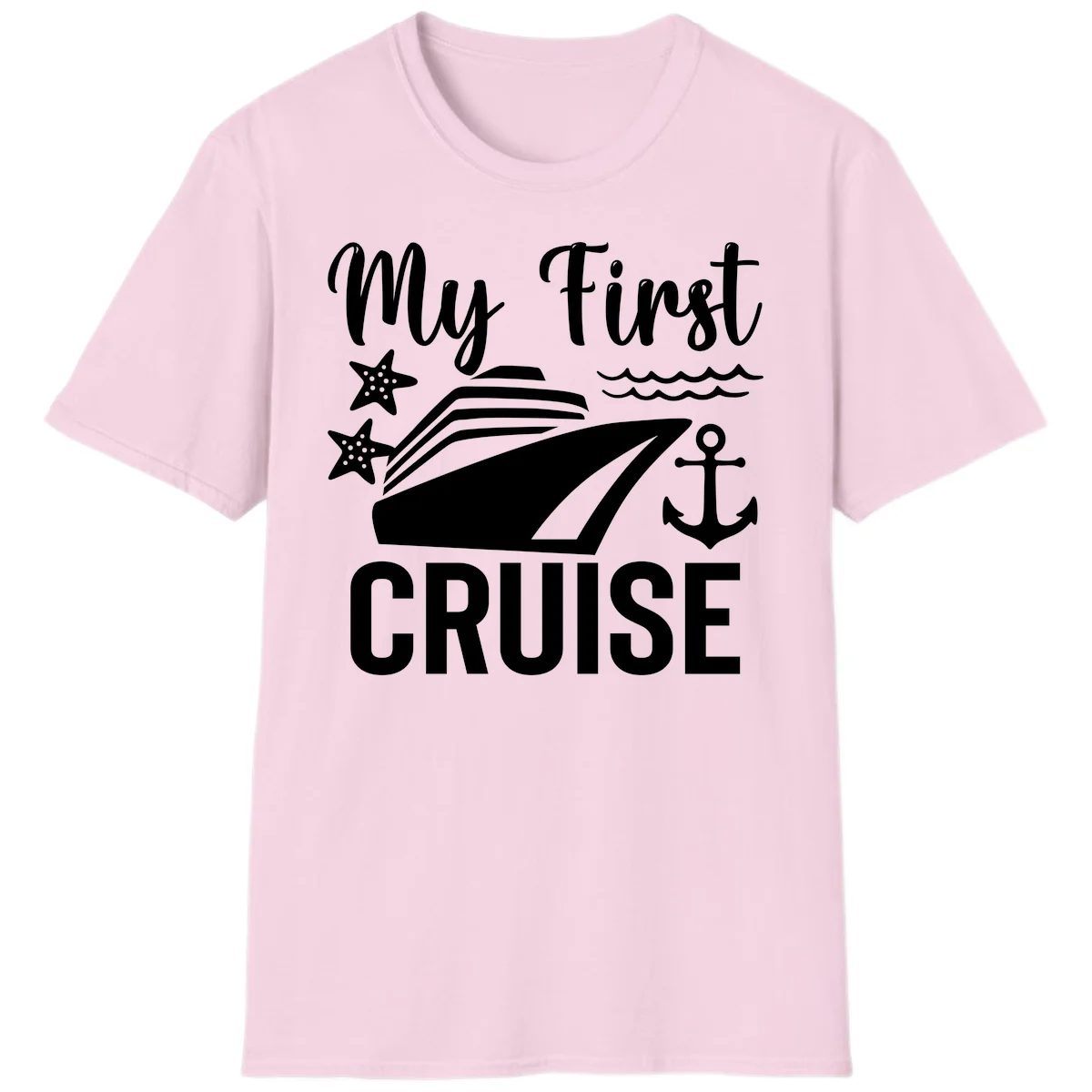 My First Cruise T-Shirt for Your Maiden Voyage Adventure in Light Pink