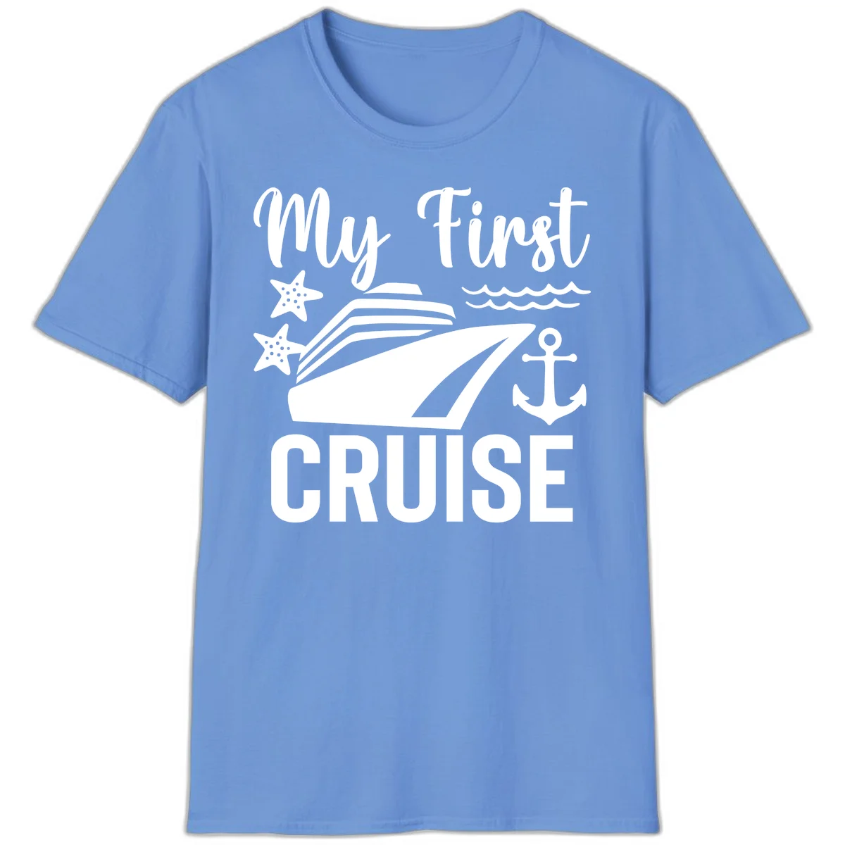 My First Cruise T-Shirt for Your Maiden Voyage Adventure in Carolina Blue