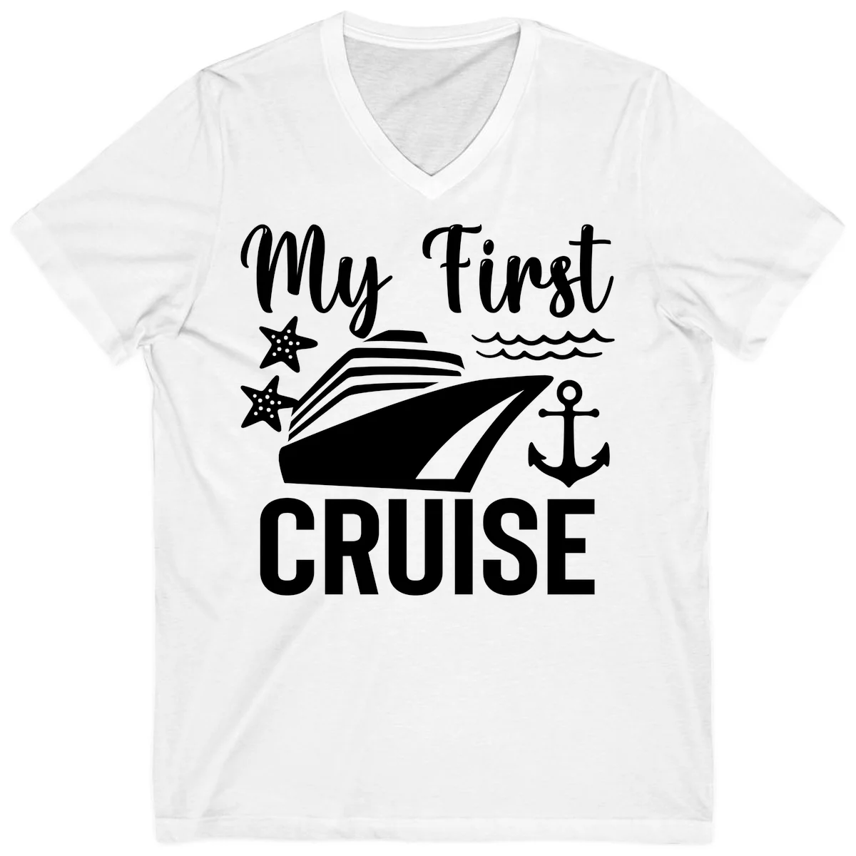 My First Cruise V-Neck T-Shirt for Your Voyage in White