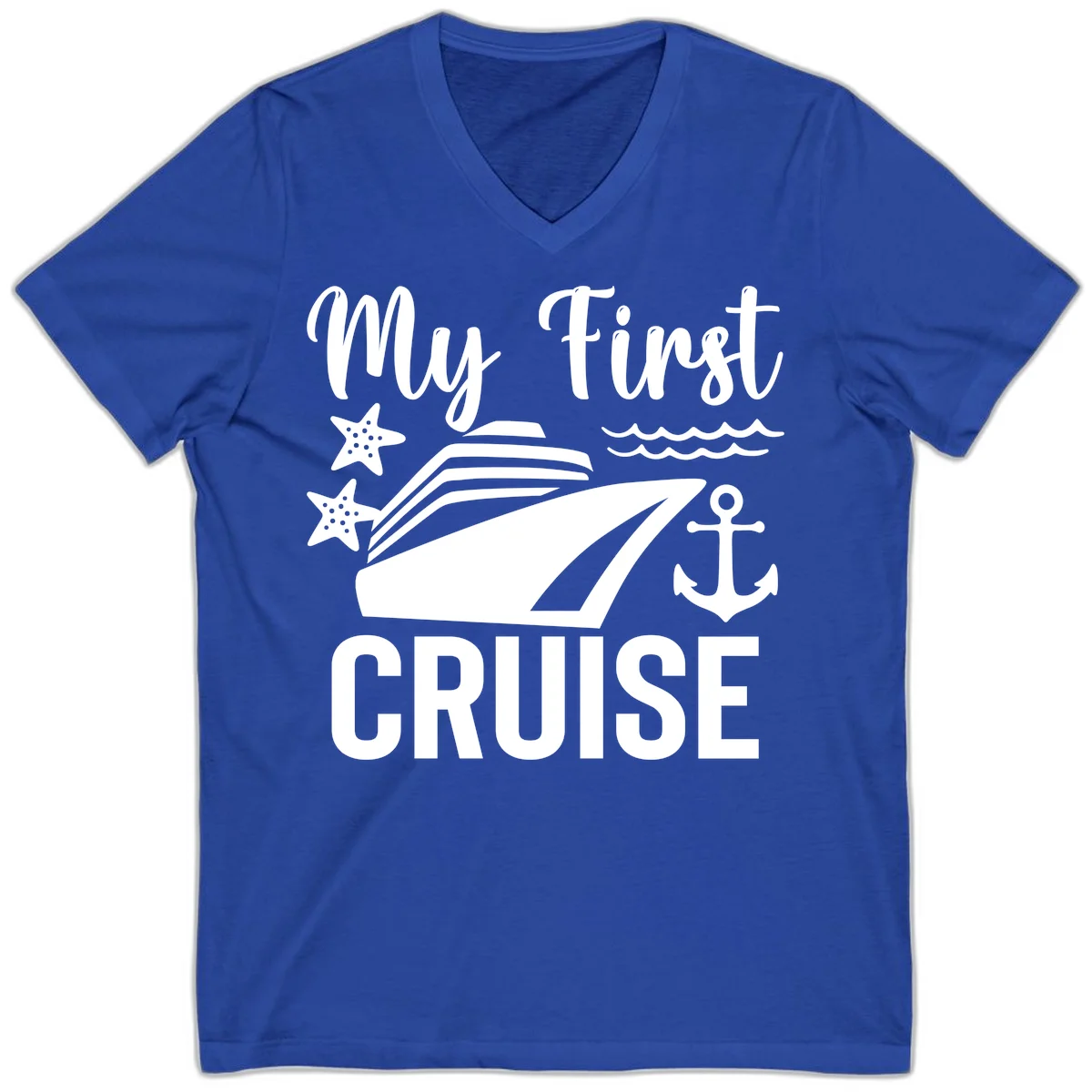 My First Cruise V-Neck T-Shirt for Your Voyage in True Royal