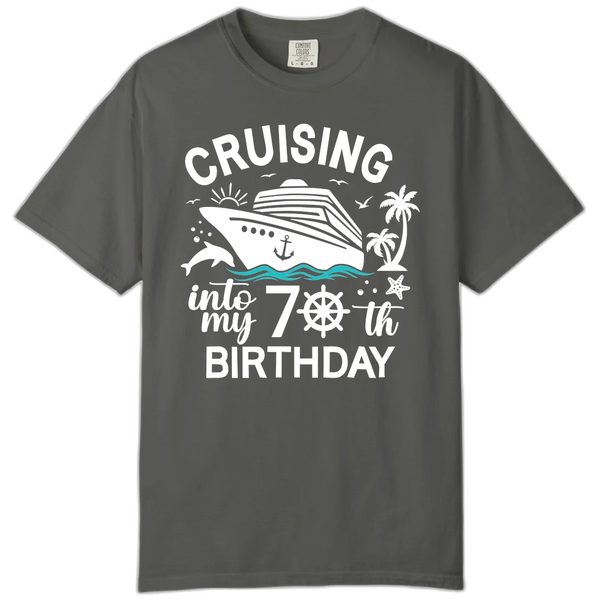 Cruising Into My 70th Birthday Comfort Color T-Shirt in Pepper