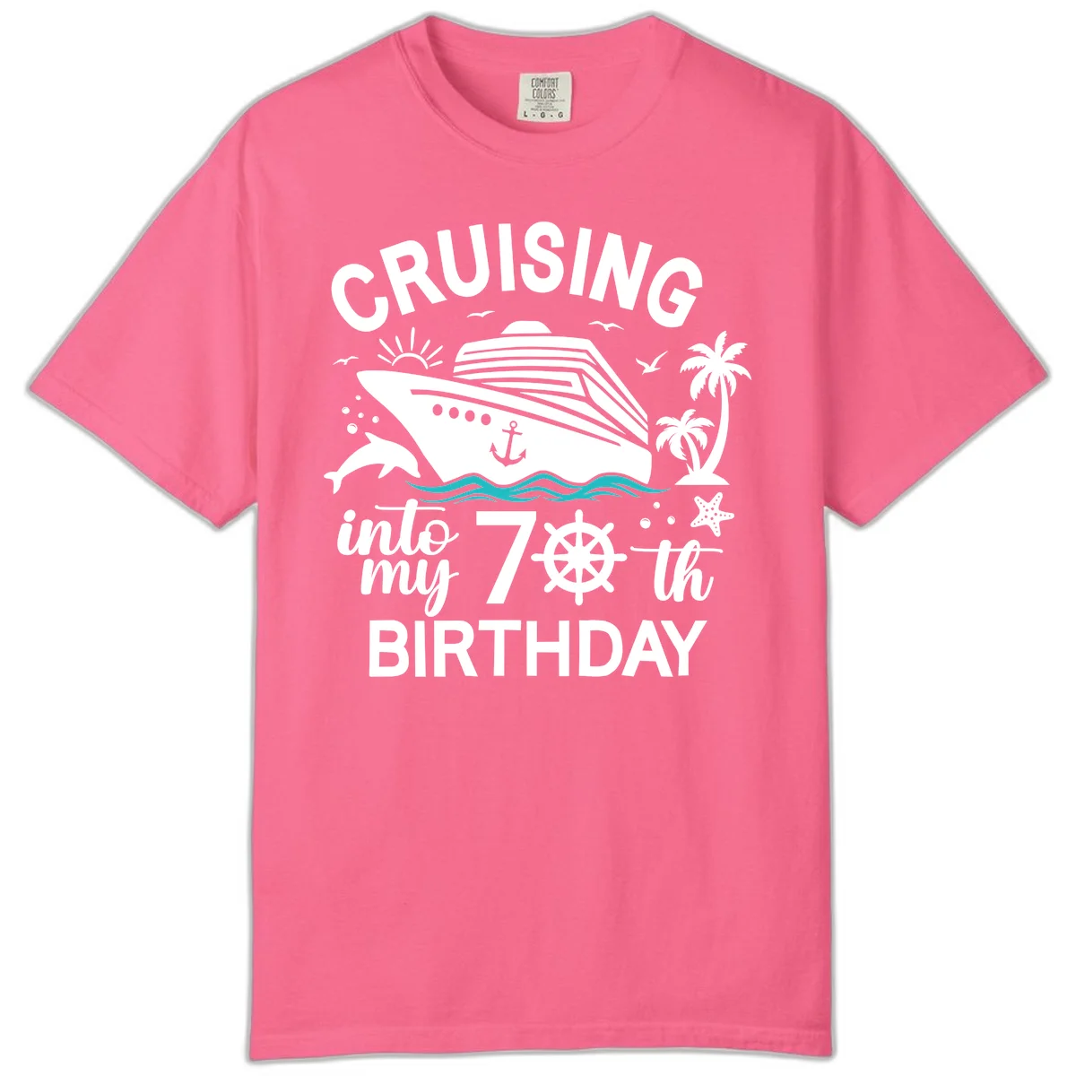 Cruising Into My 70th Birthday Comfort Color T-Shirt in Crunchberry