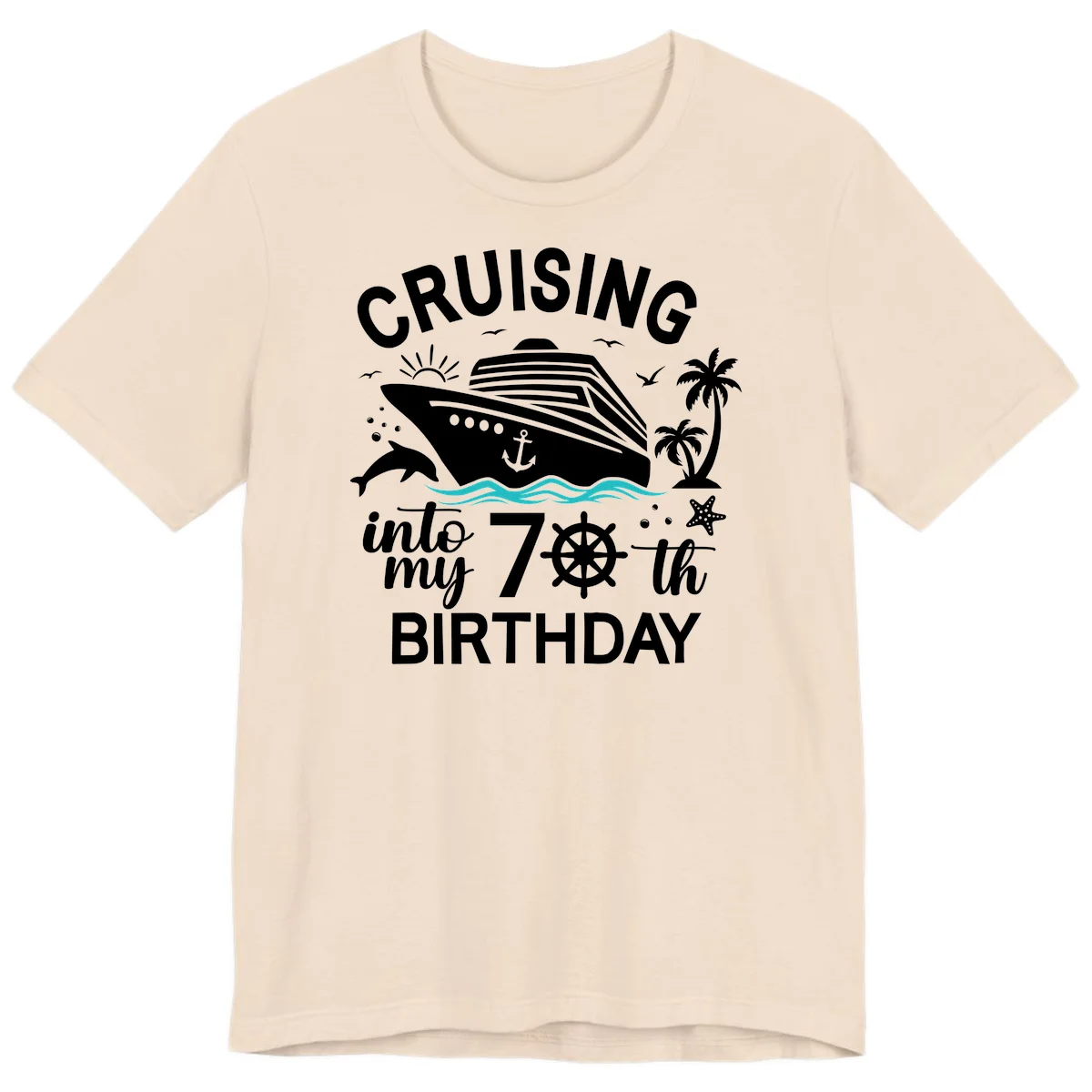 Cruising Into My 70th Birthday Premium T-Shirt in Soft Cream