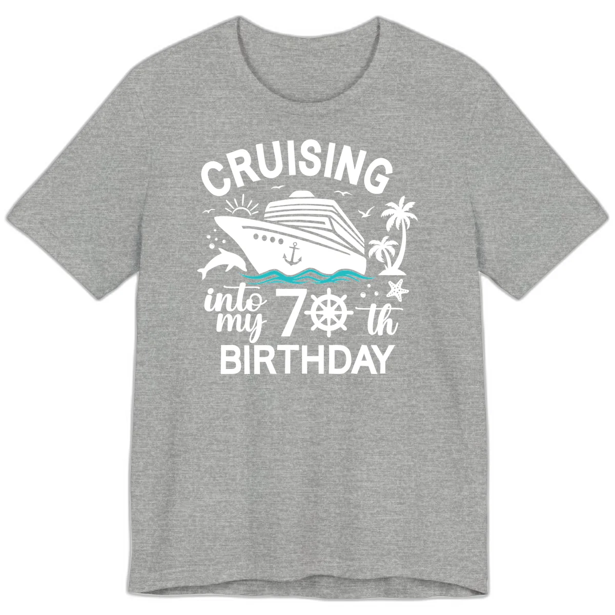 Cruising Into My 70th Birthday Premium T-Shirt in Athletic Heather