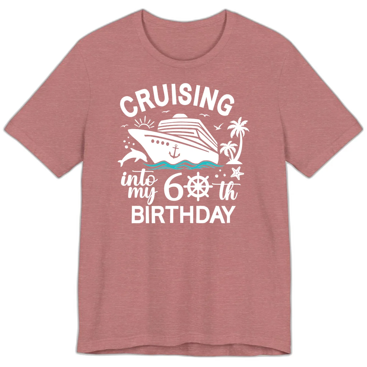 Cruising Into My 60th Birthday Premium T-Shirt in Heather Mauve