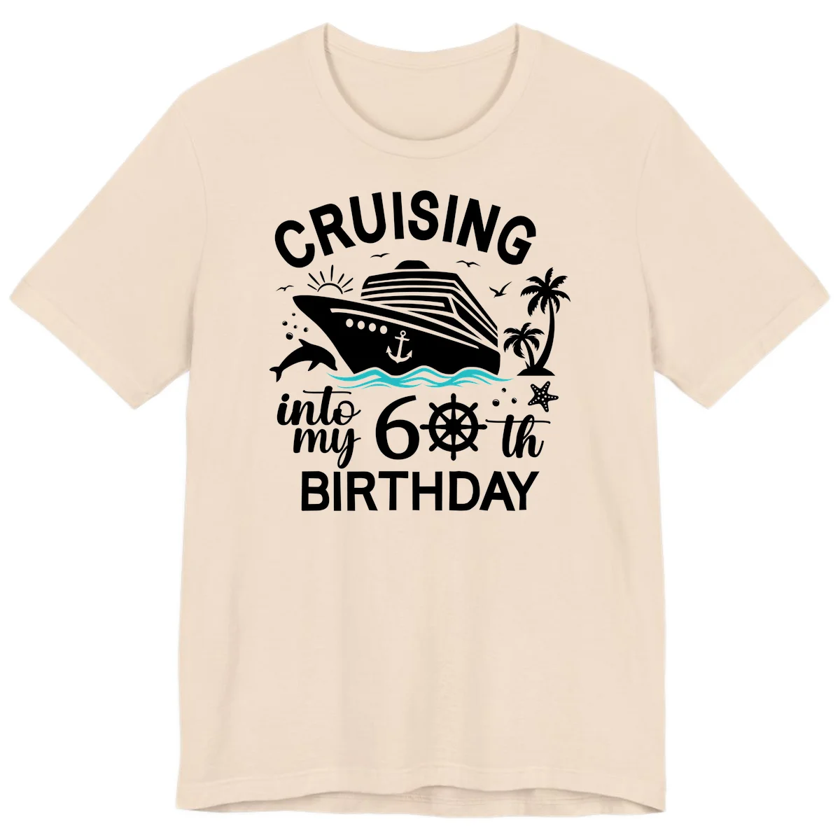 Cruising Into My 60th Birthday Premium T-Shirt in Soft Cream