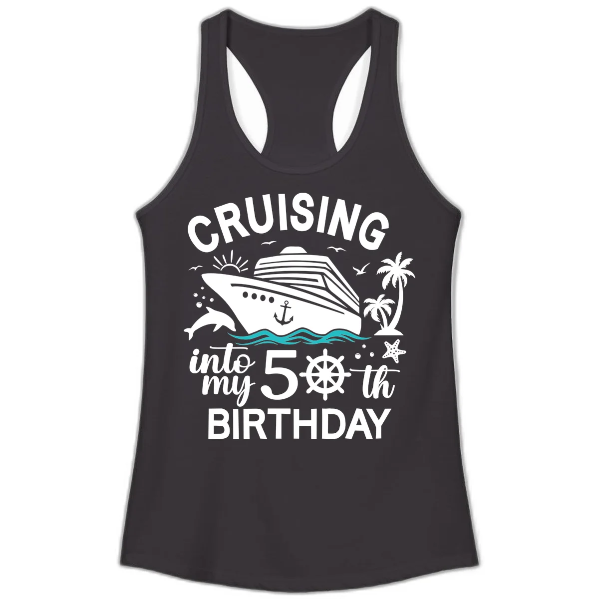 Cruising Into My 50th Birthday Ladies Tank in Black