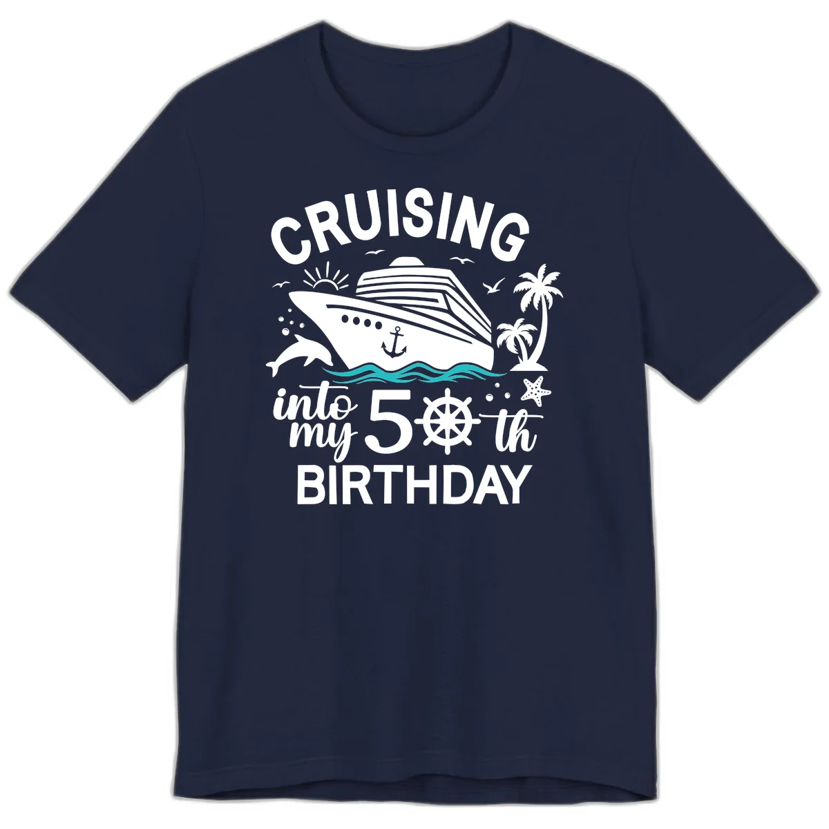 Cruising Into My 50th Birthday Premium T-Shirt in Navy