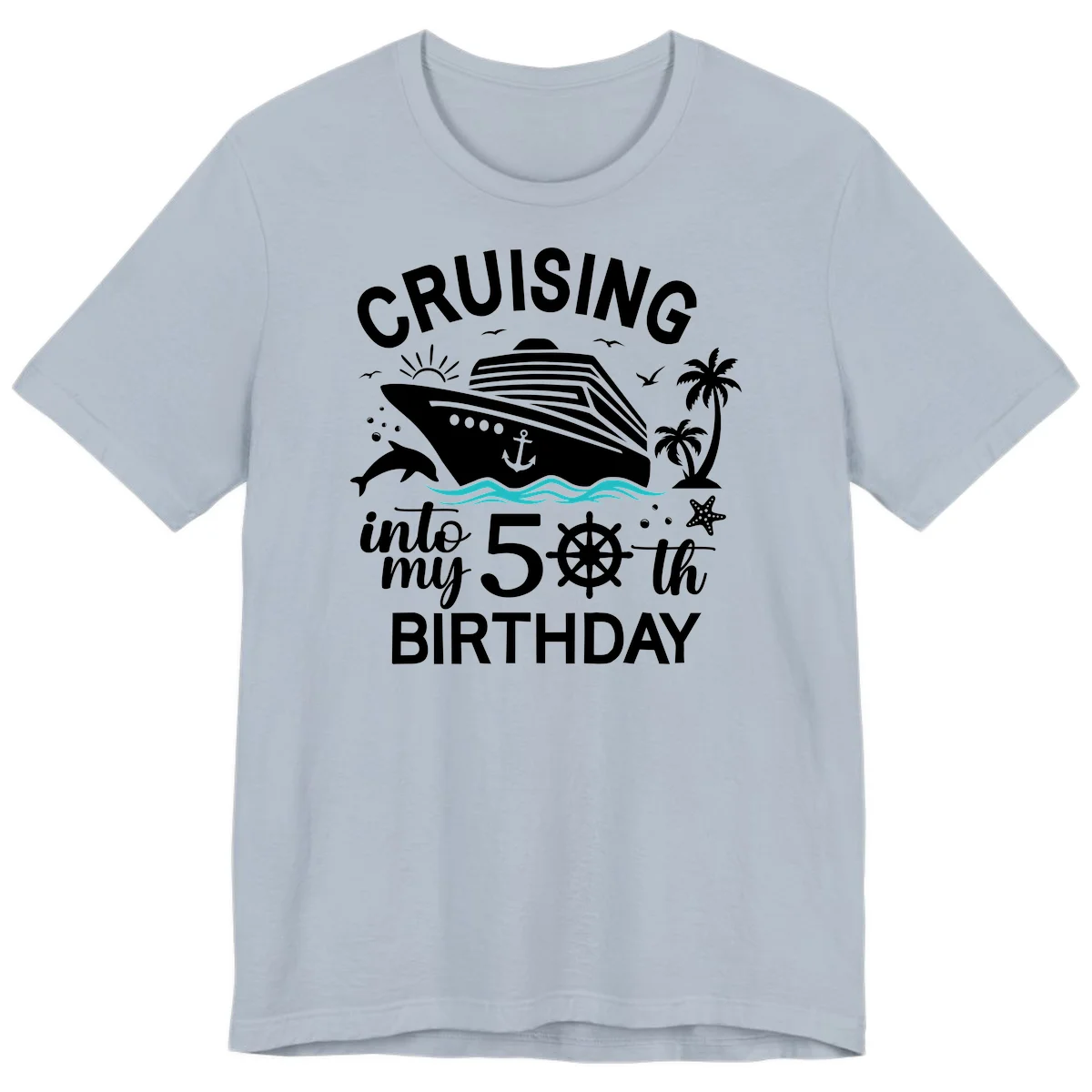 Cruising Into My 50th Birthday Premium T-Shirt in Light Blue