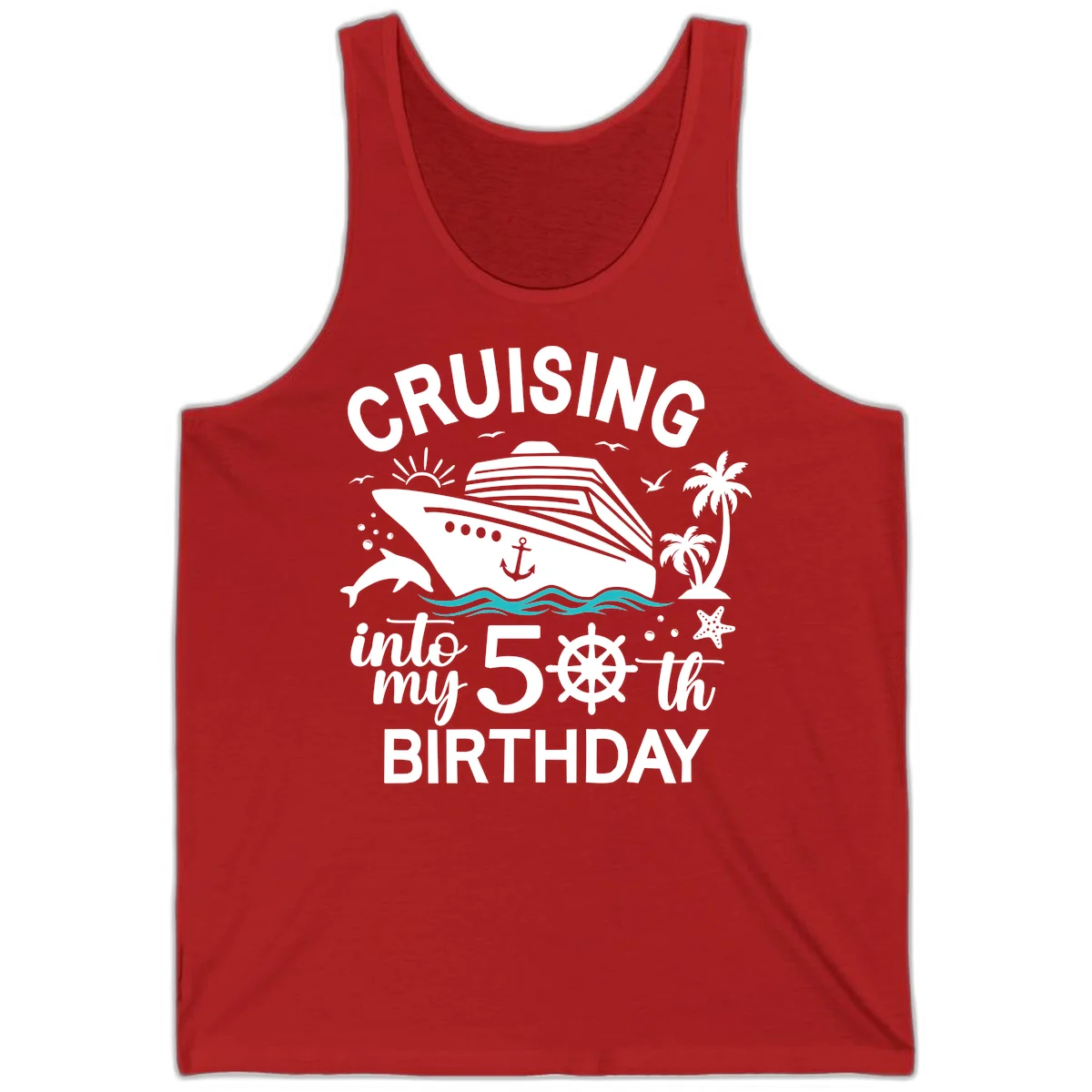 Cruising Into My 50th Birthday Tank Top in Red