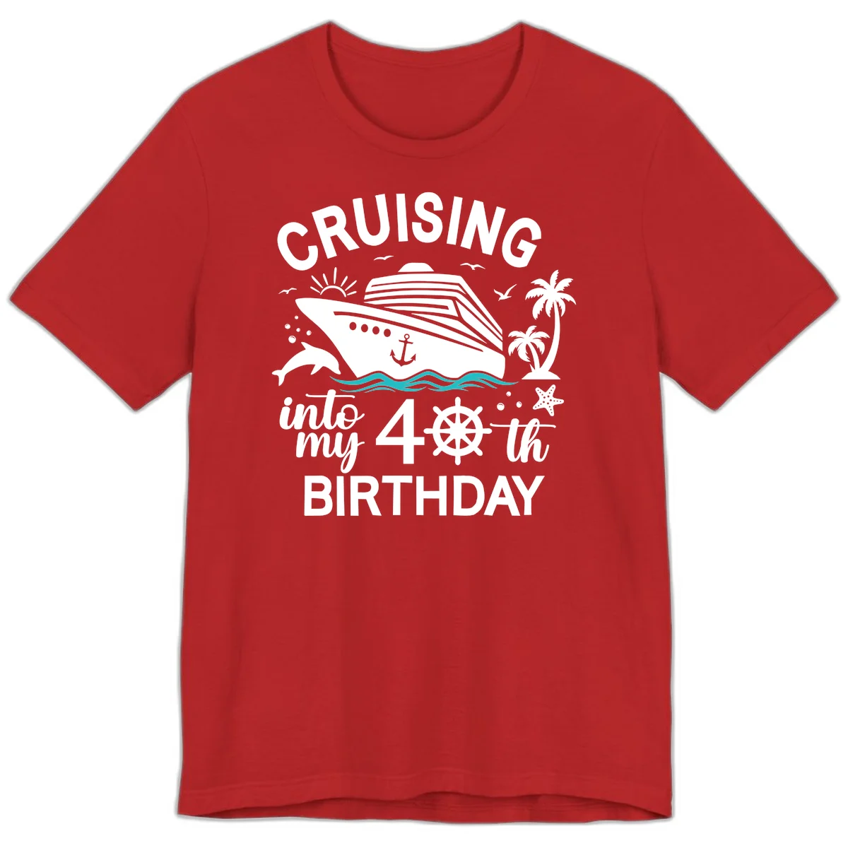 Cruising Into My 40th Birthday Premium T-Shirt in Red
