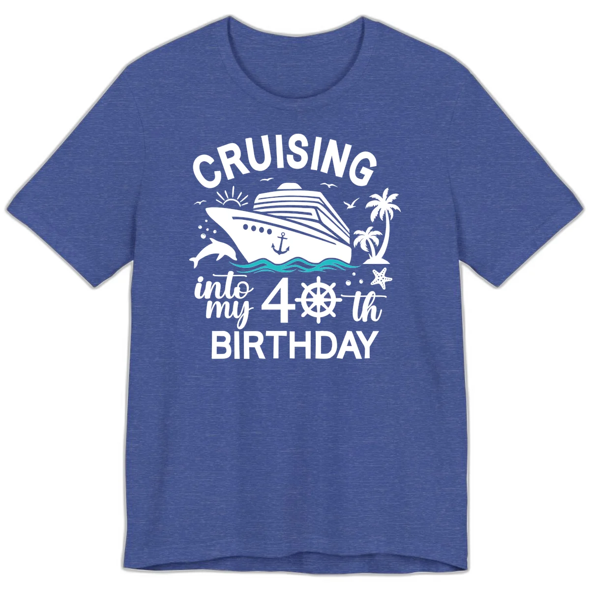 Cruising Into My 40th Birthday Premium T-Shirt in Heather True Royal