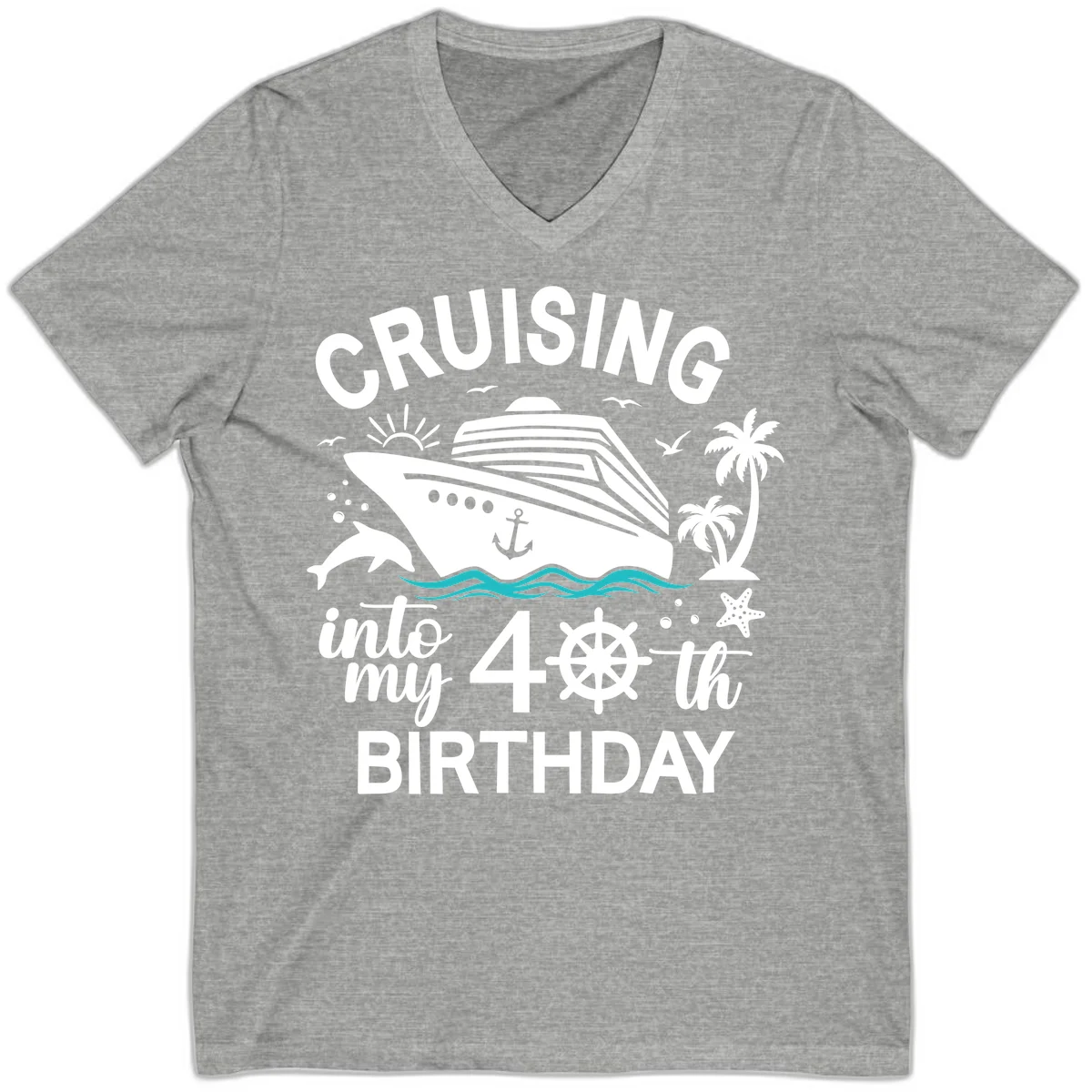 Cruising Into My 40th Birthday V-Neck in Athletic Heather