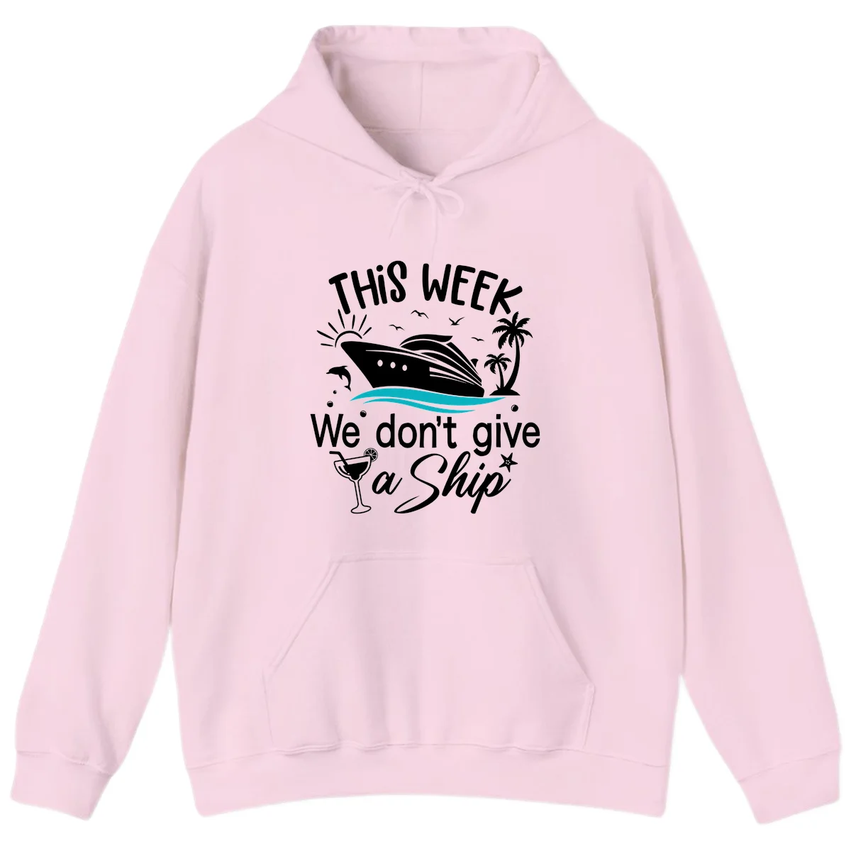 We Don't Give A Ship Hoodie in Light Pink