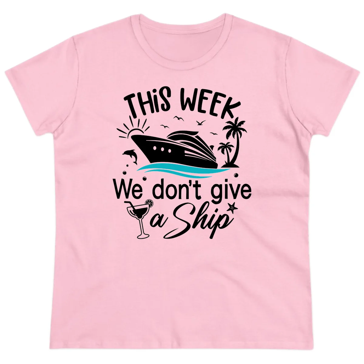 We Don't Give A Ship Ladies Tee in Light Pink