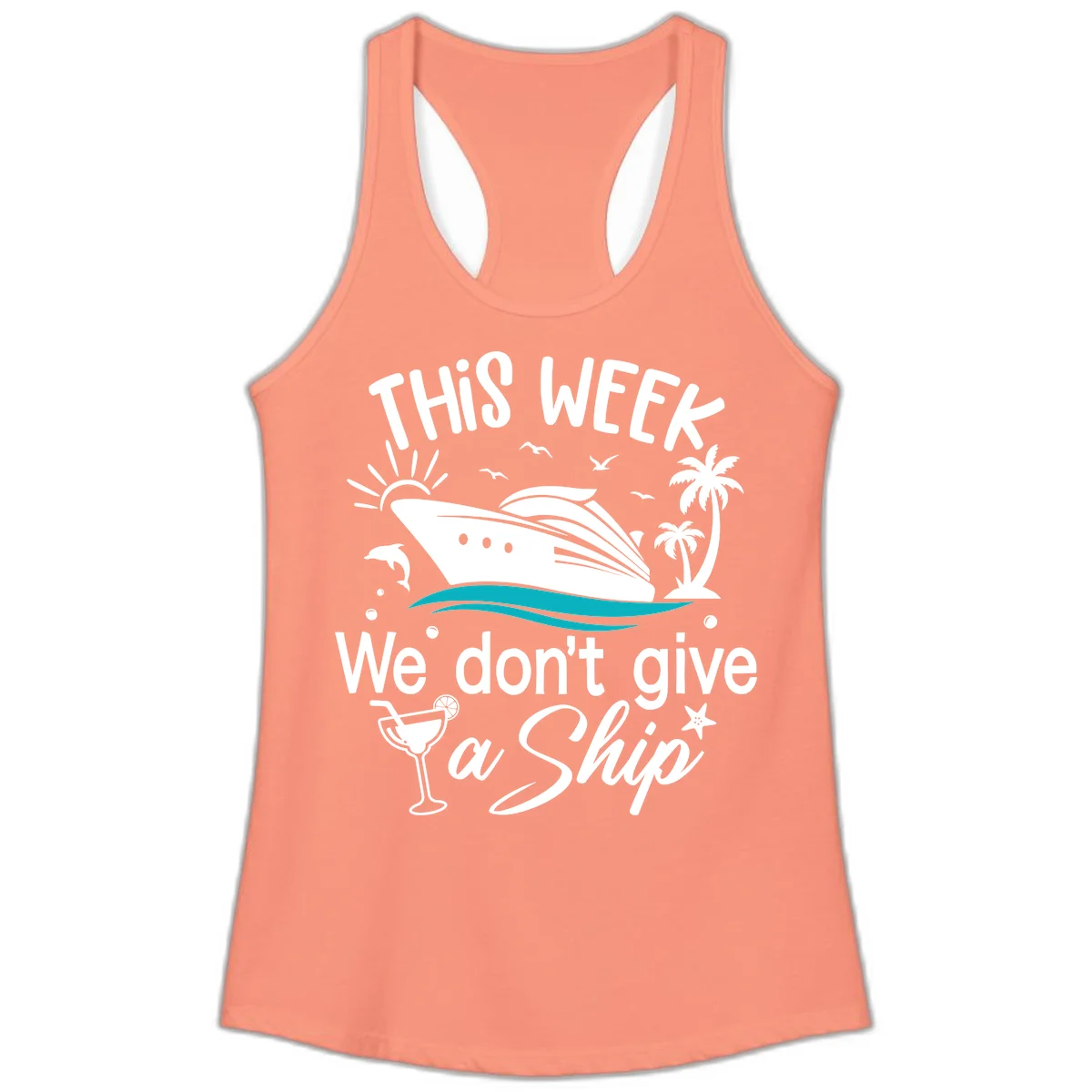 We Don't Give A Ship Ladies Tank Top in Solid Light Orange