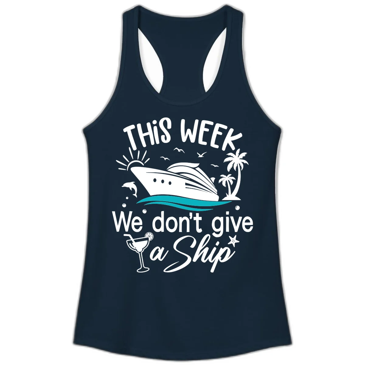 We Don't Give A Ship Ladies Tank Top in Solid Midnight Navy