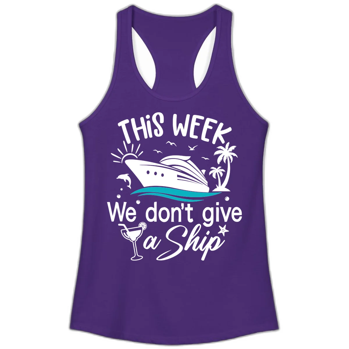 We Don't Give A Ship Ladies Tank Top in Solid Purple Rush
