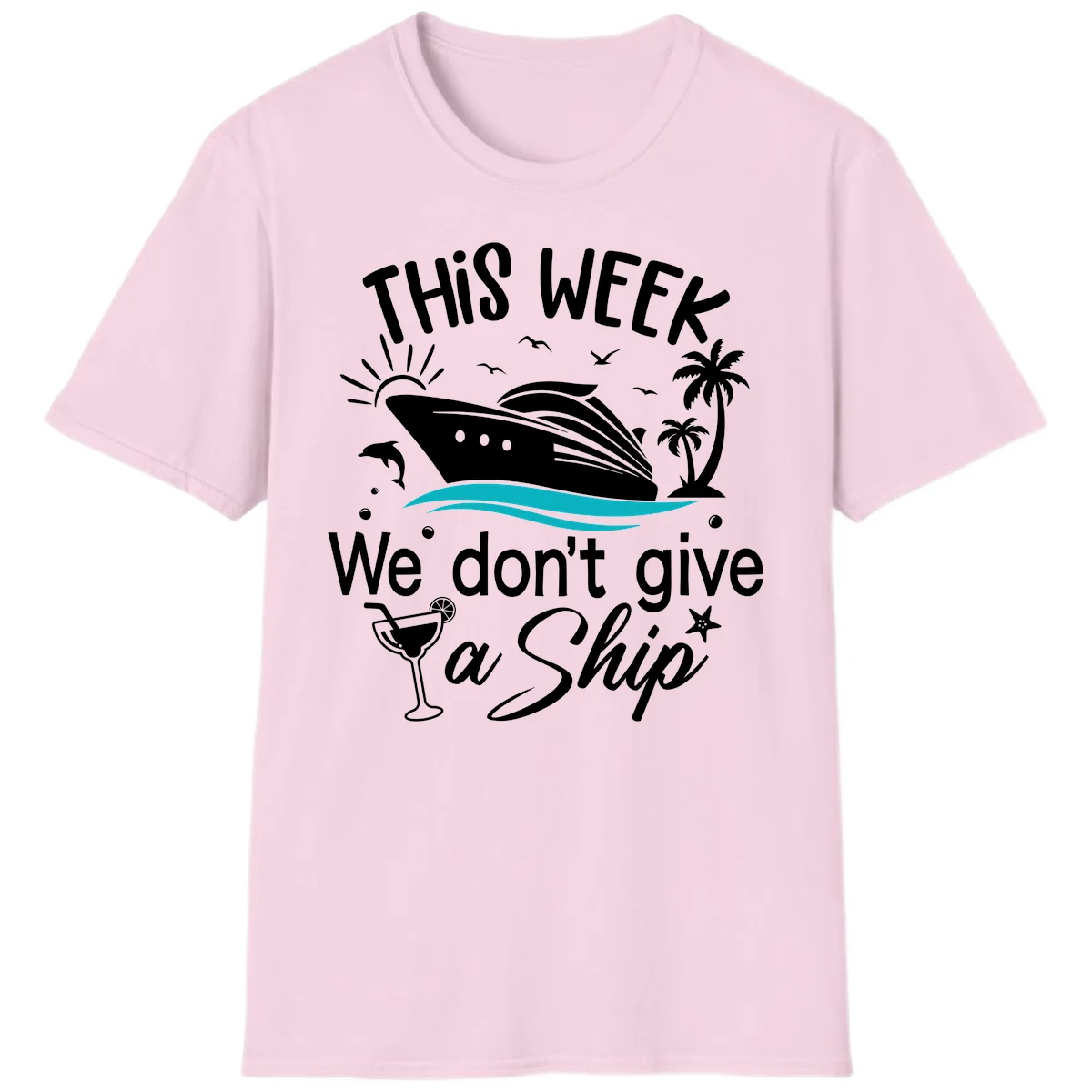 We Don't Give A Ship T-Shirt in Light Pink