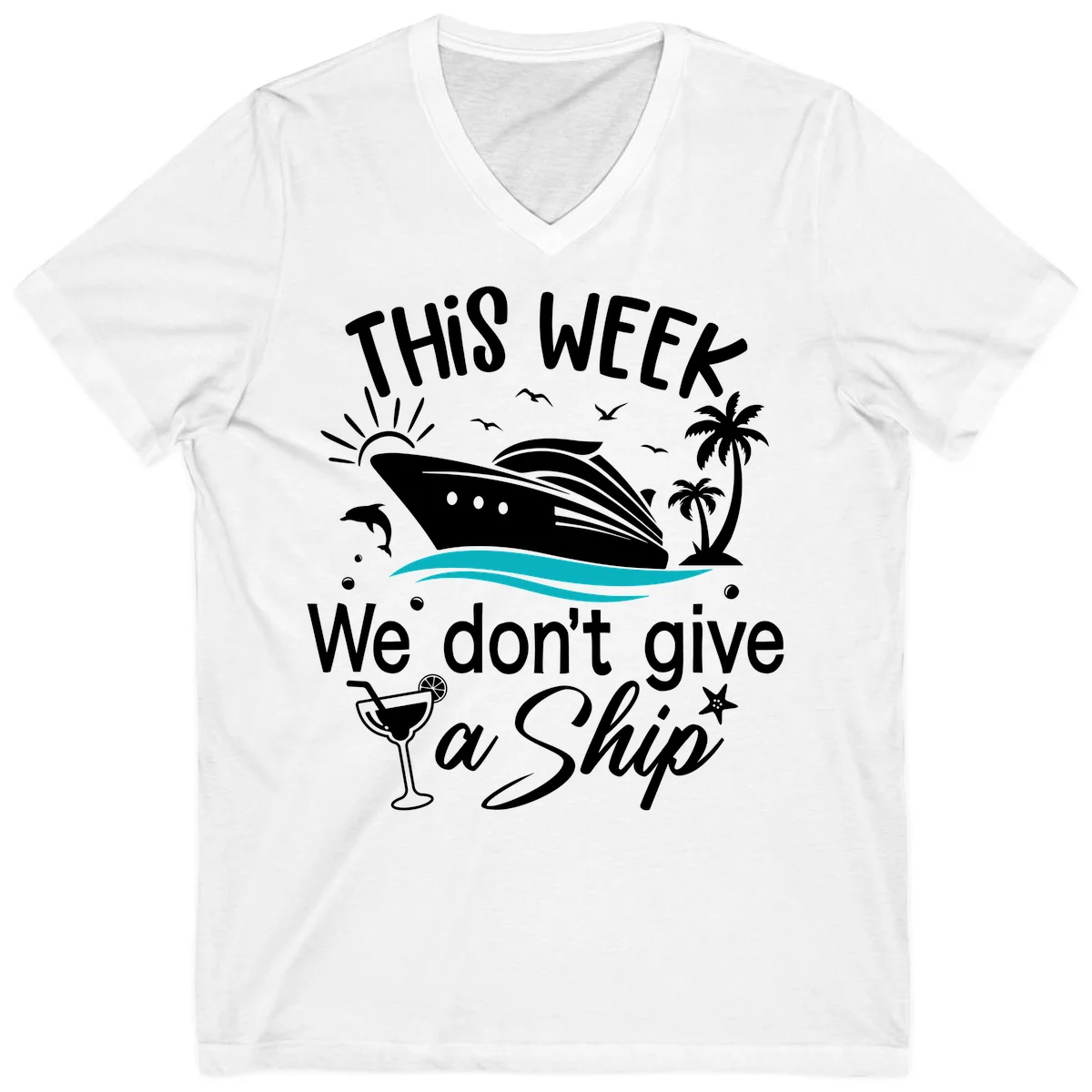 We Don't Give A Ship V-Neck T-Shirt in White